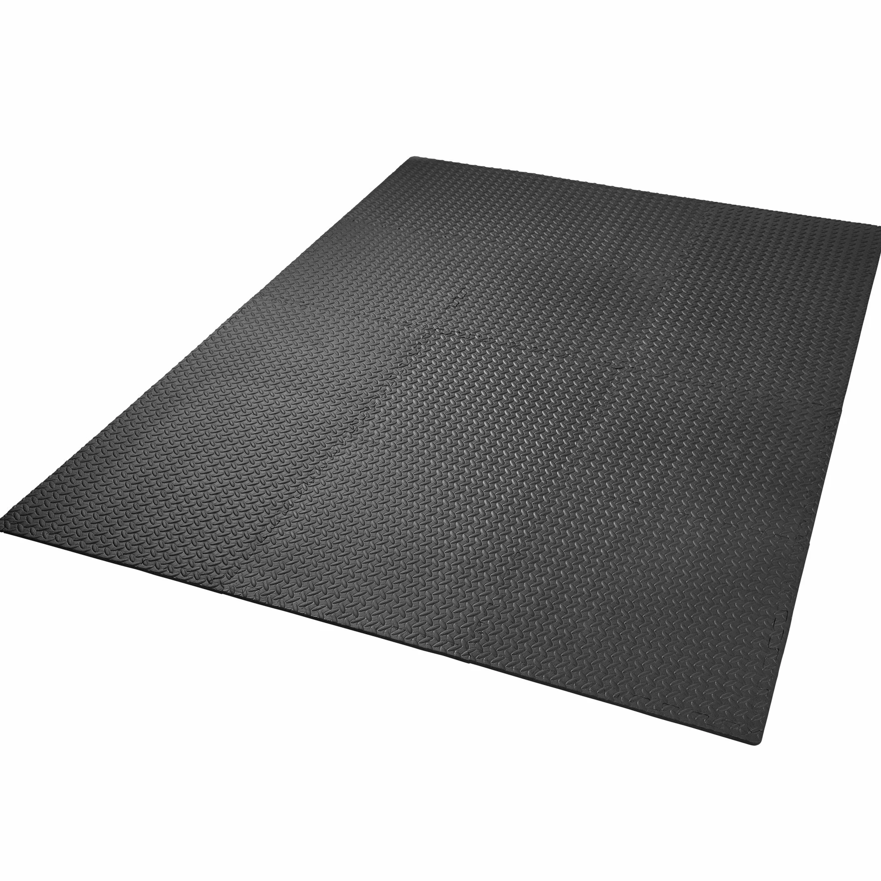 tectake® Set di tappetino palestra di protezione, 61x61 cm cad, tappetino yoga e pilates, EVA espansa, tappeto palestra impermeabili, termoisolanti, insonorizzanti, attrezzi palestra casa - Nero