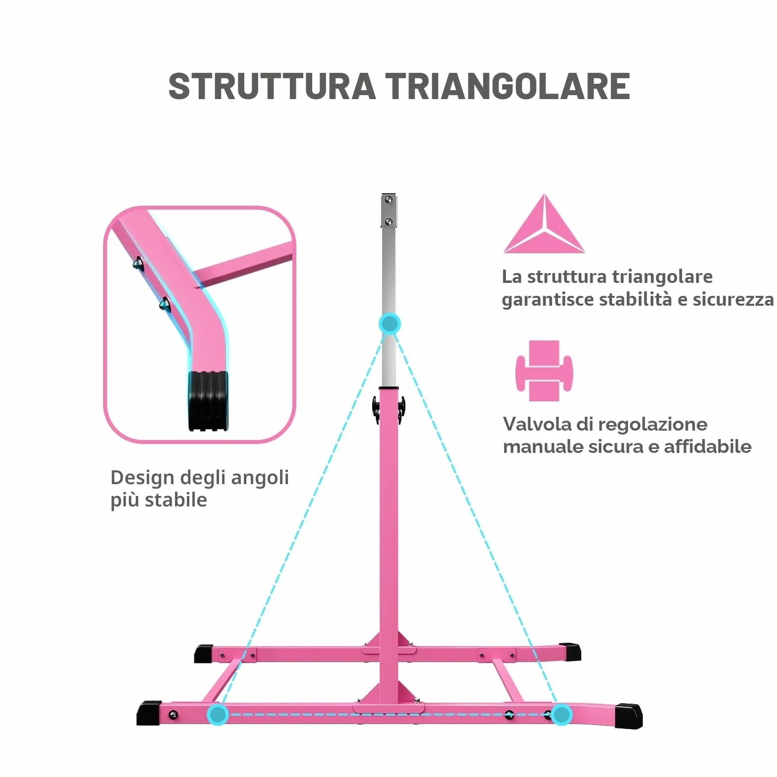 Mosebears Barra da ginnastica per bambini, struttura in acciaio, altezza regolabile 7,6 cm - 1,7 m
