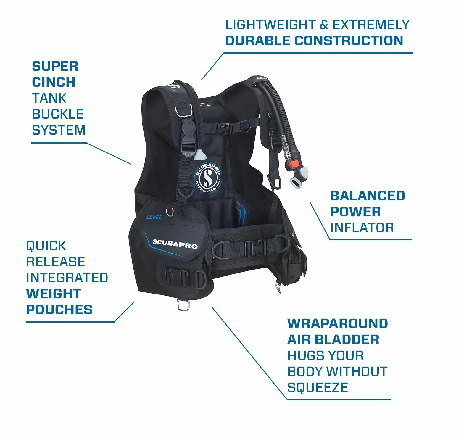 SCUBAPRO Livello Quick Cinch Immersione Equilibratore