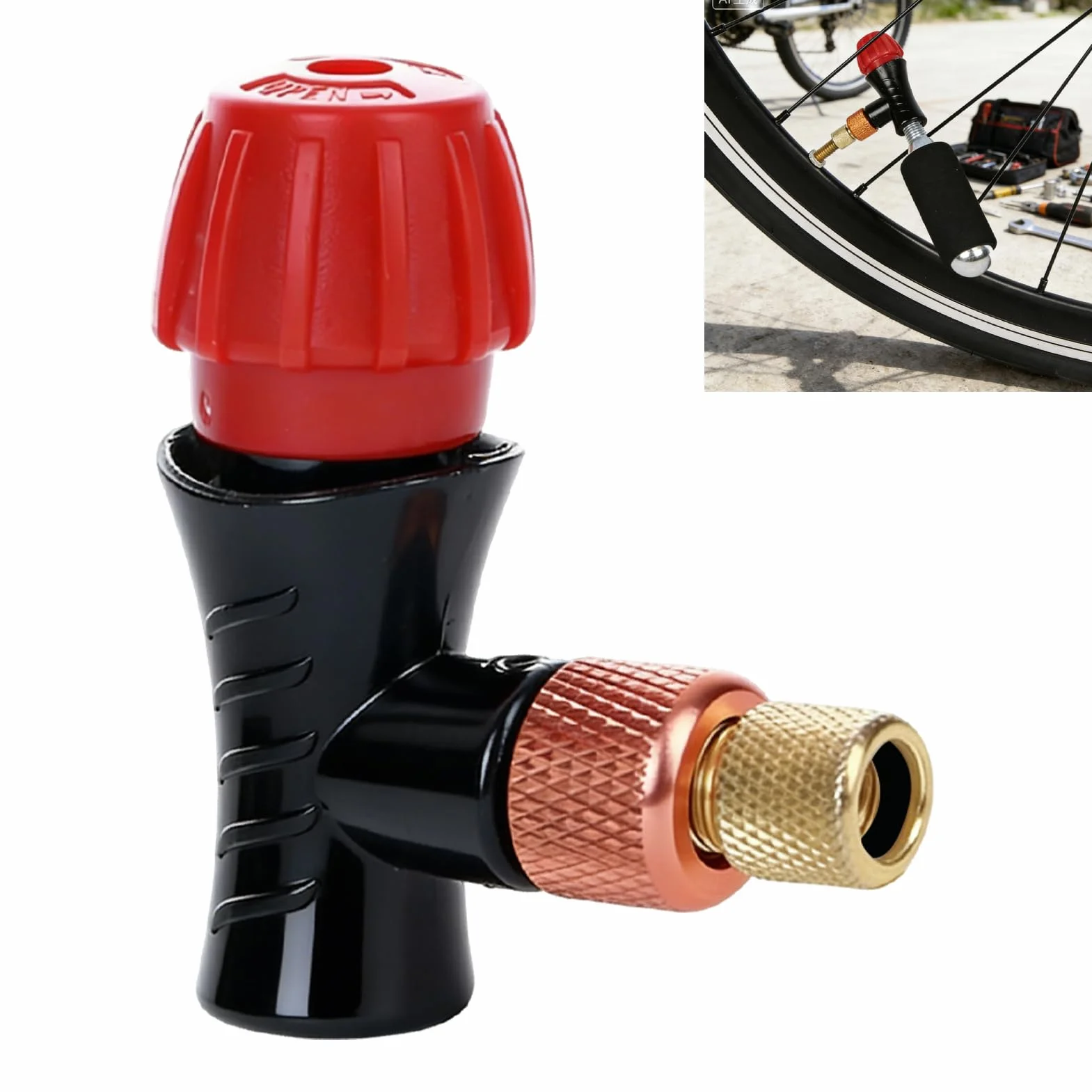 Gonfiatore CO2 Bicicletta Adattatore Valvola Presta Schrader Portatile Lega Alluminio MTB