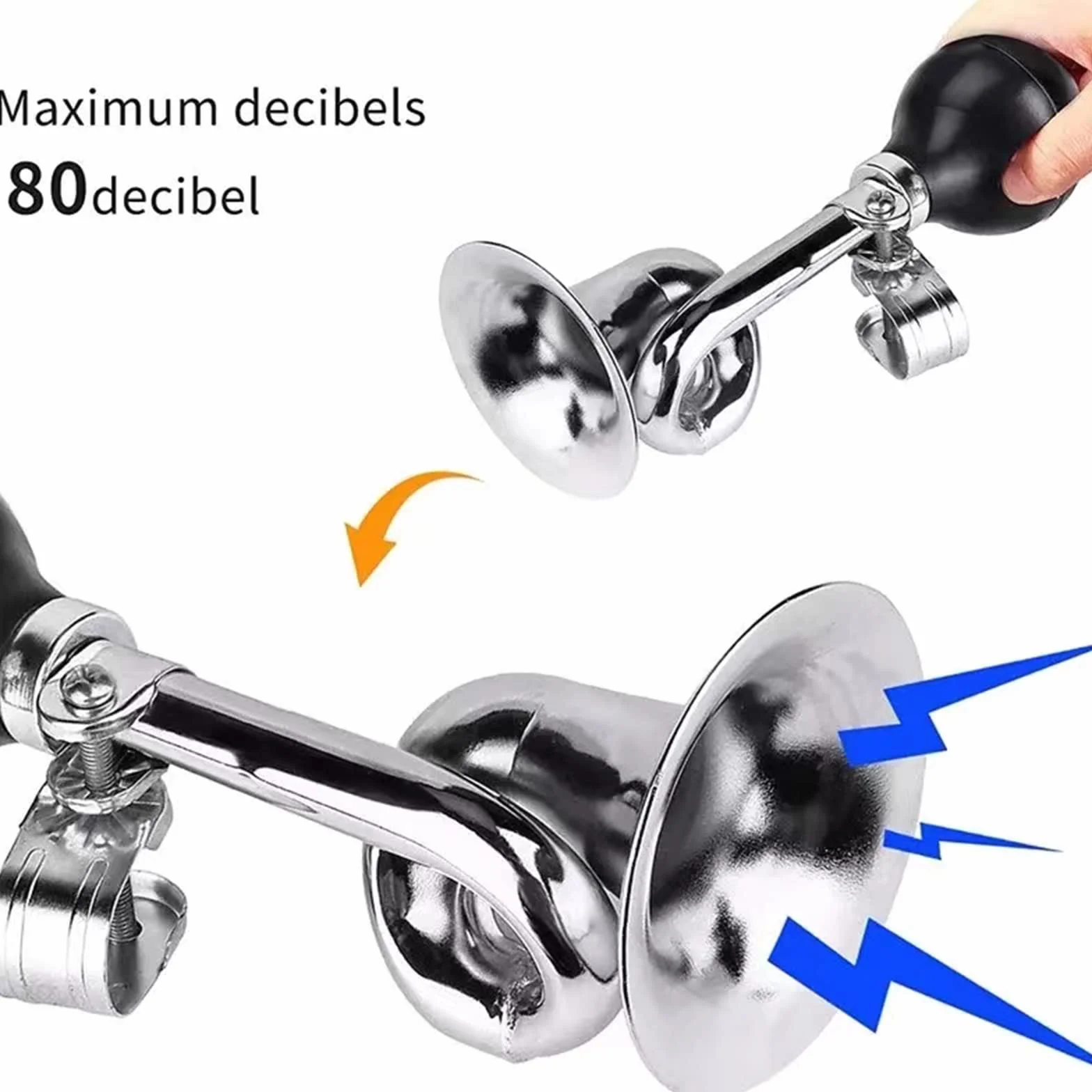 Clacson per bicicletta in metallo con morsetto regolabile, tromba classica