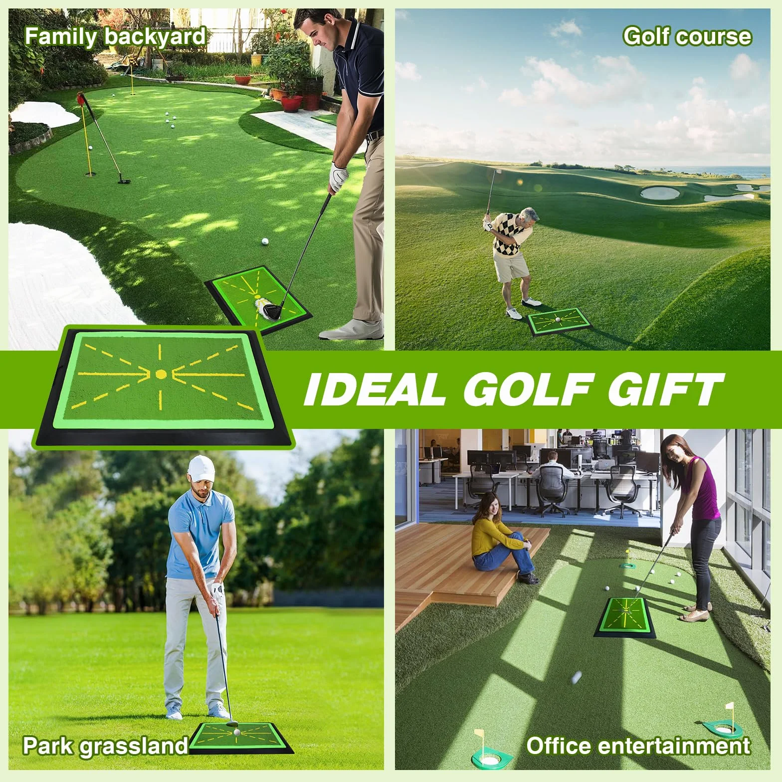 Tappetino da Golf per Swing e Allenamento con Base in Gomma Antiscivolo