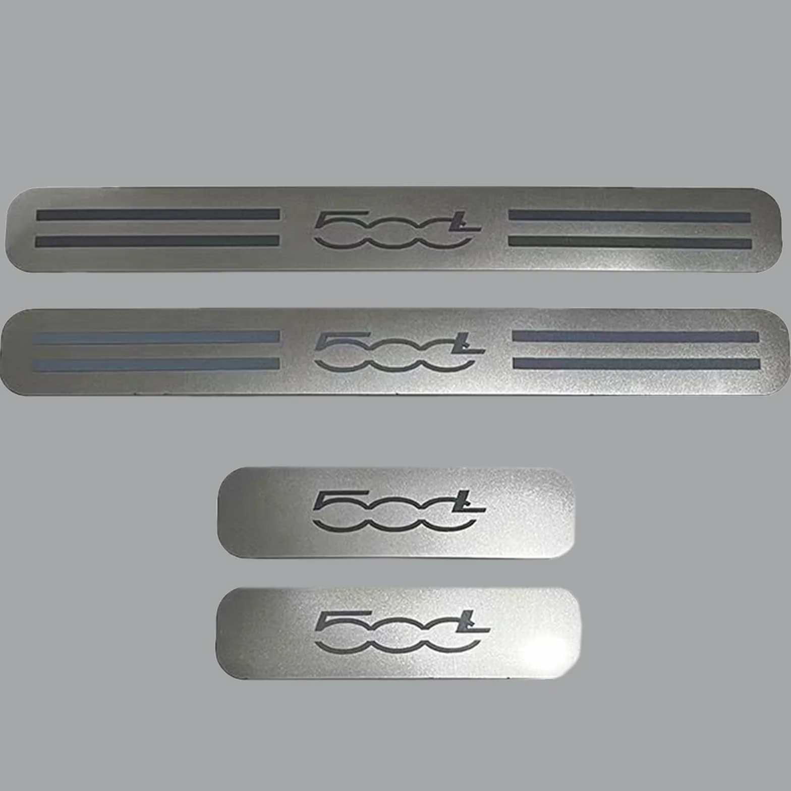 4 Pezzi Acciaio Inox Battitacco per Fi-at 500L Protezione Battitacco Soglia Auto Protezione Ingresso Porta Copertura Piastra Facile Installazione,Silver