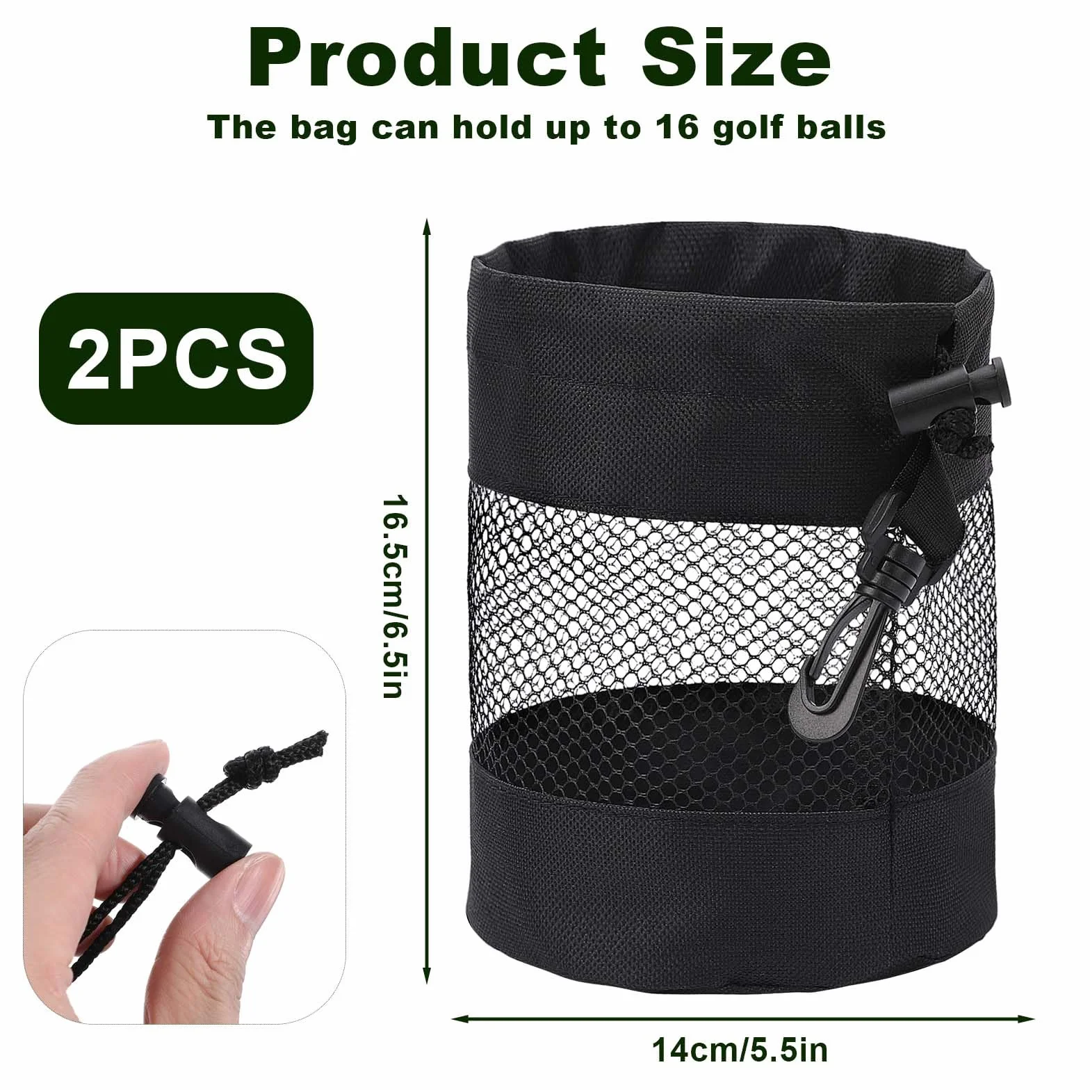 Grevosea Sacchetti per Palline da Golf in Rete di Nylon con Coulisse, Borsa Porta Palline, Accessori Golf Nero