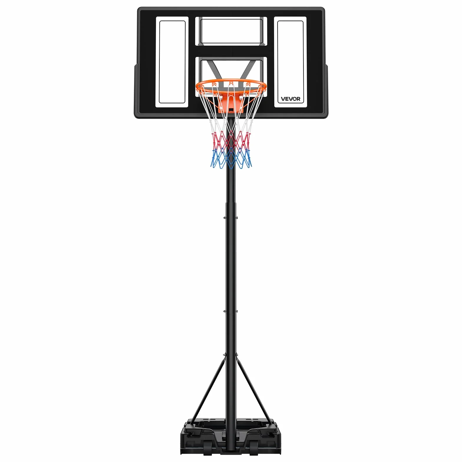 VEVOR Canestro da Basket da Esterno Regolabile in Altezza 3,05 m con Tabellone in PC 1117,6 mm e Ruote