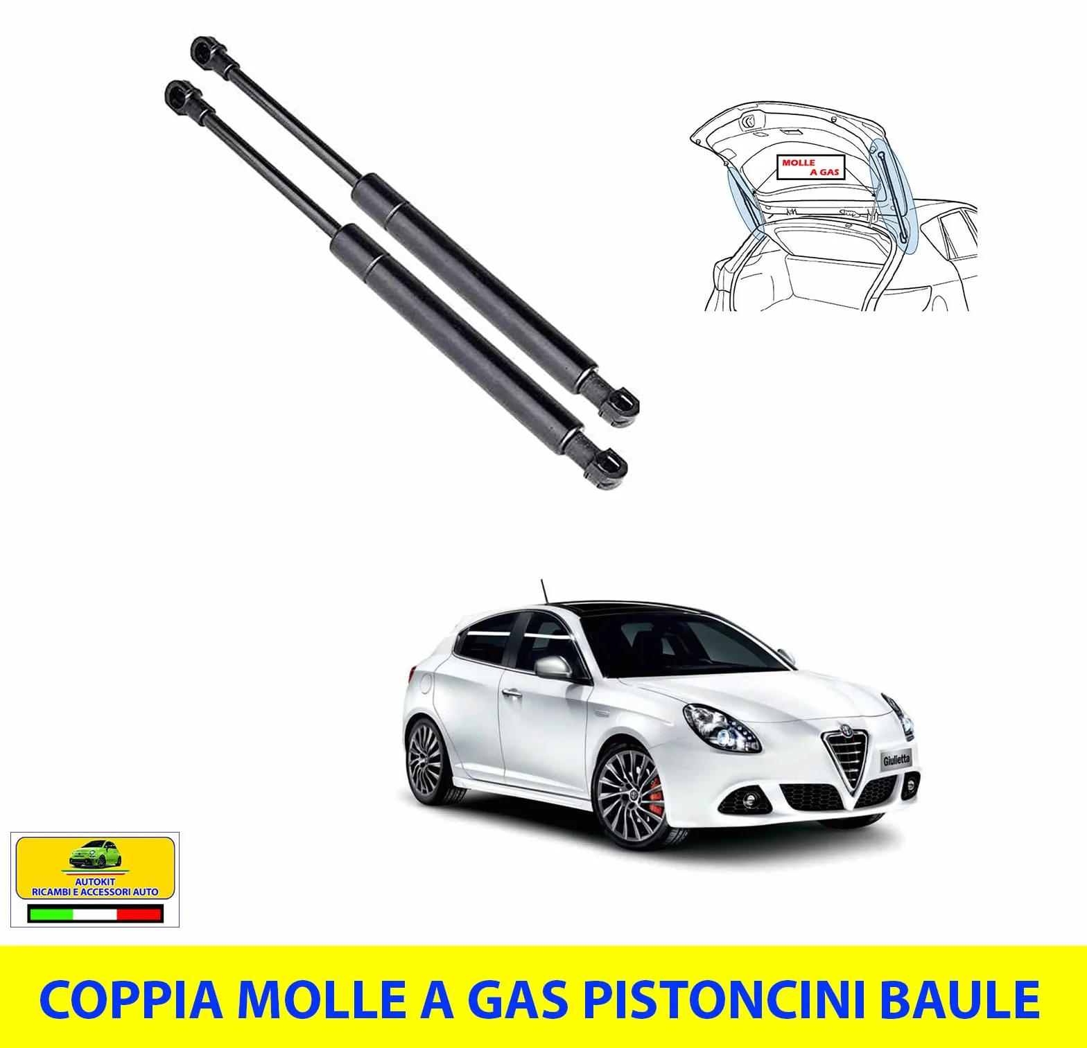 Generico 2 Molle a Gas Pistoncini per Baule Portellone Posteriore Auto COMPATIBILE con Giulietta prodotte dal 2010 in poi - MG109/15
