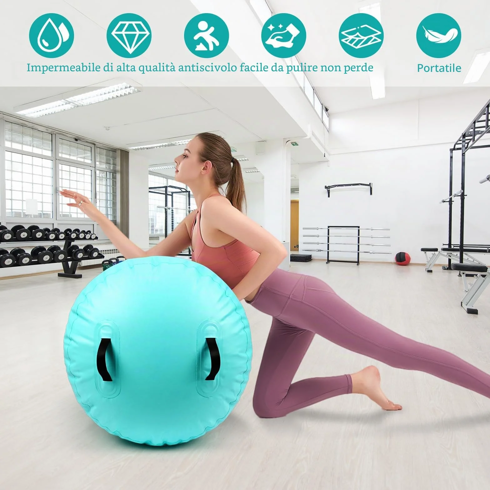 Diealles Shine Air Roll, 100x60cm Rullo ad Aria Gonfiabile Rotondo, Rotolo Gonfiabile con Pompa Elettrica e Borsa per il Trasporto, Air Barrel Gymnastics Roller per Allenamento Fitness Yoga
