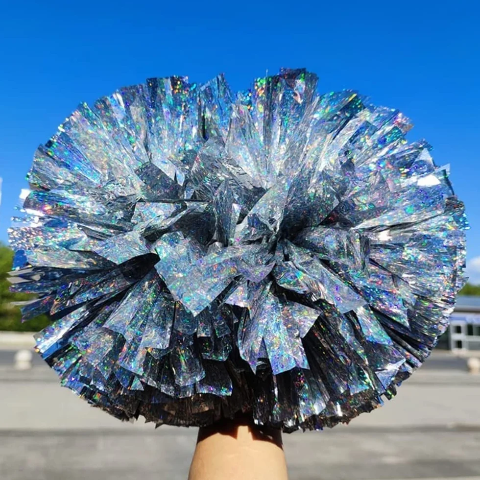Pompon da Cheerleading 12,6 Pollici con Diamante Metallico Lucido per Bambini, Giochi Sportivi Scolastici