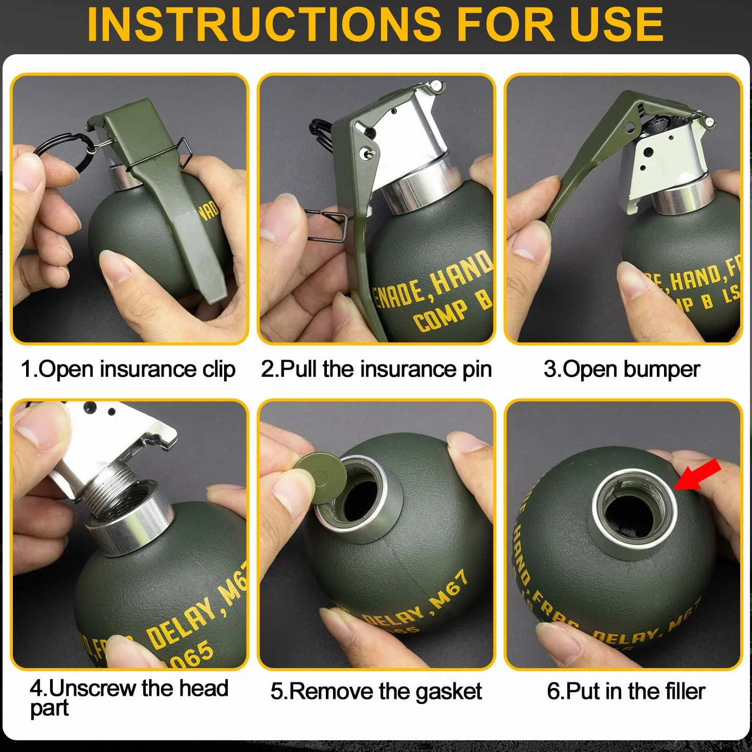 Zhongren Dummy Grenade Toy Plastic CS Airsoft Tactical Gear Accessori Cosplay Movie Props Outdoor
