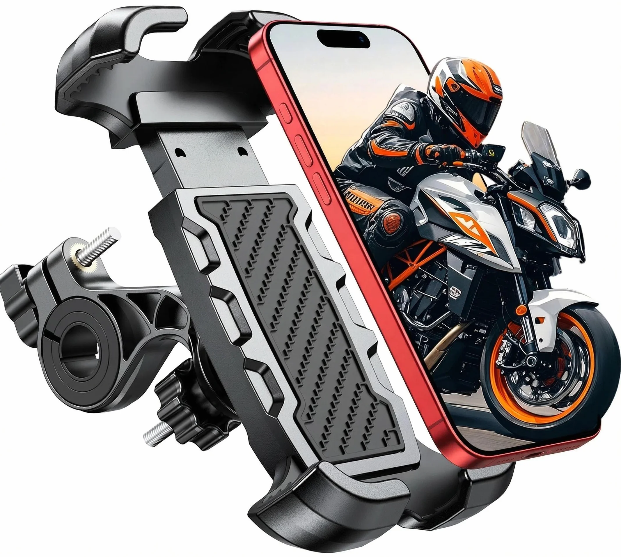 Mohard Porta Cellulare Bici, Stabile & Case Friendly 360° Rotabile Porta Cellulare Moto, ATV Scooter Supporto Telefono Bicicletta prt iPhone 13 Pro Max/12, Galaxy e Cellulari da 4.7-6.8", B5