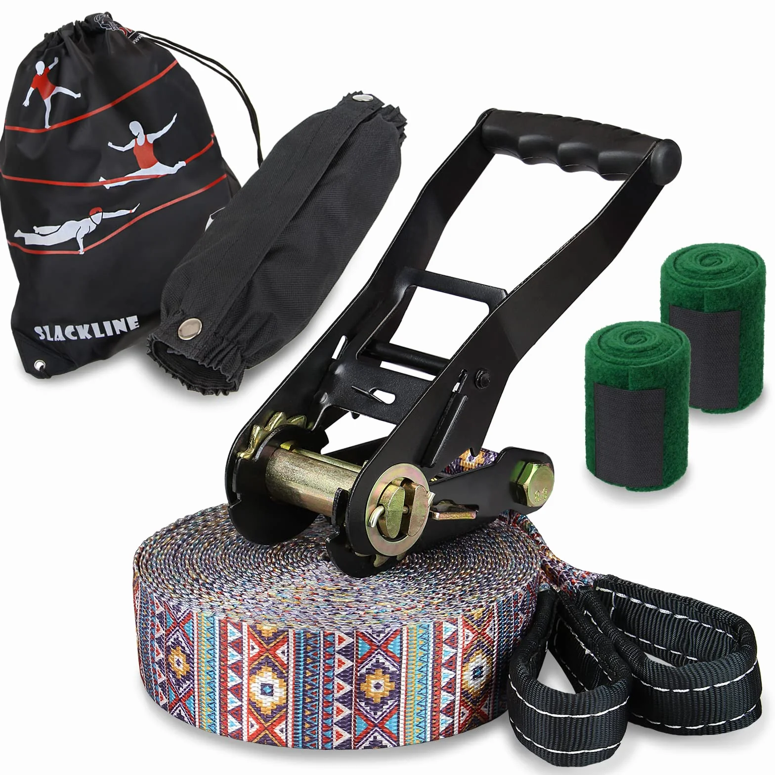 ALPIDEX Slackline Set 15 m z ochroną drzewa i zabezpieczeniem zapadkowym