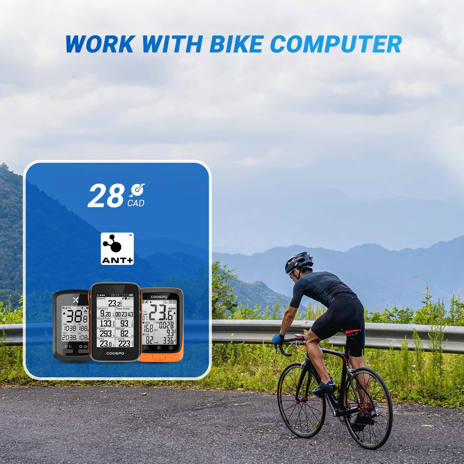 Moofit CS9 Sensore di cadenza/velocità per ciclismo Bluetooth/ANT+ IP67 impermeabile compatibile Wahoo Zwift Rouvy Peloton CoospoRide