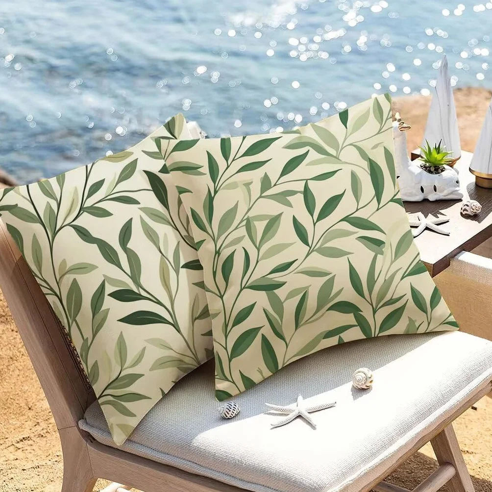 Federe Cuscini Divano 35x35 Set 2 Impermeabili Verde Salvia Copricuscini Lino Cerniera Invisibile Garden Furniture Bench