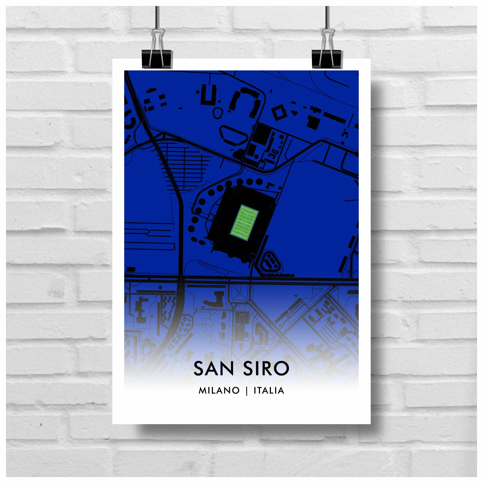 Stadion Giuseppe Meazza Mapa Artystyczna A3 GroundDesigns Inter Mediolan