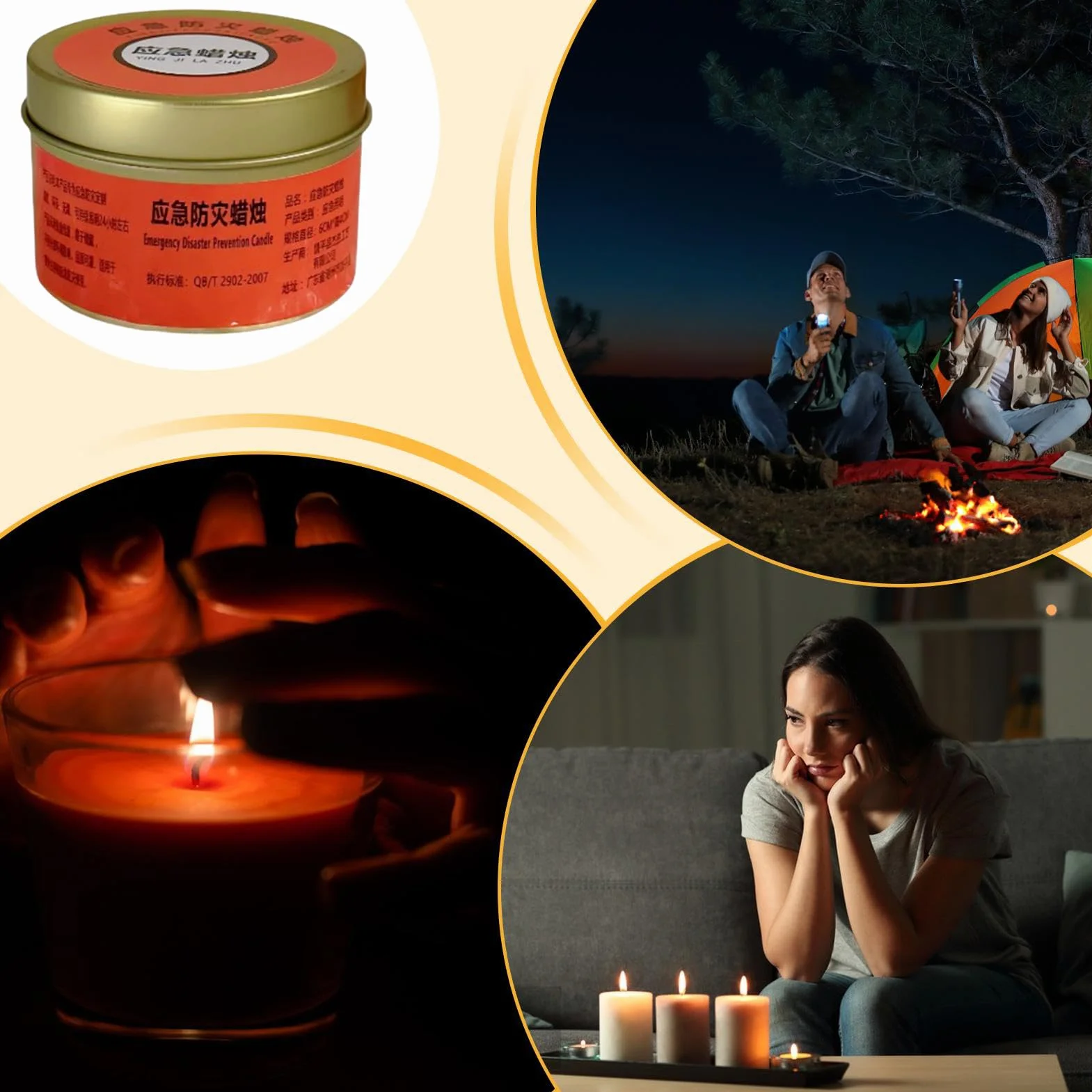 Candele Per Emergenza Kit 5 Candele Non Profumate Lunga Durata 20-30 Ore Lenta Combustione Campeggio Emergenze Illuminazione