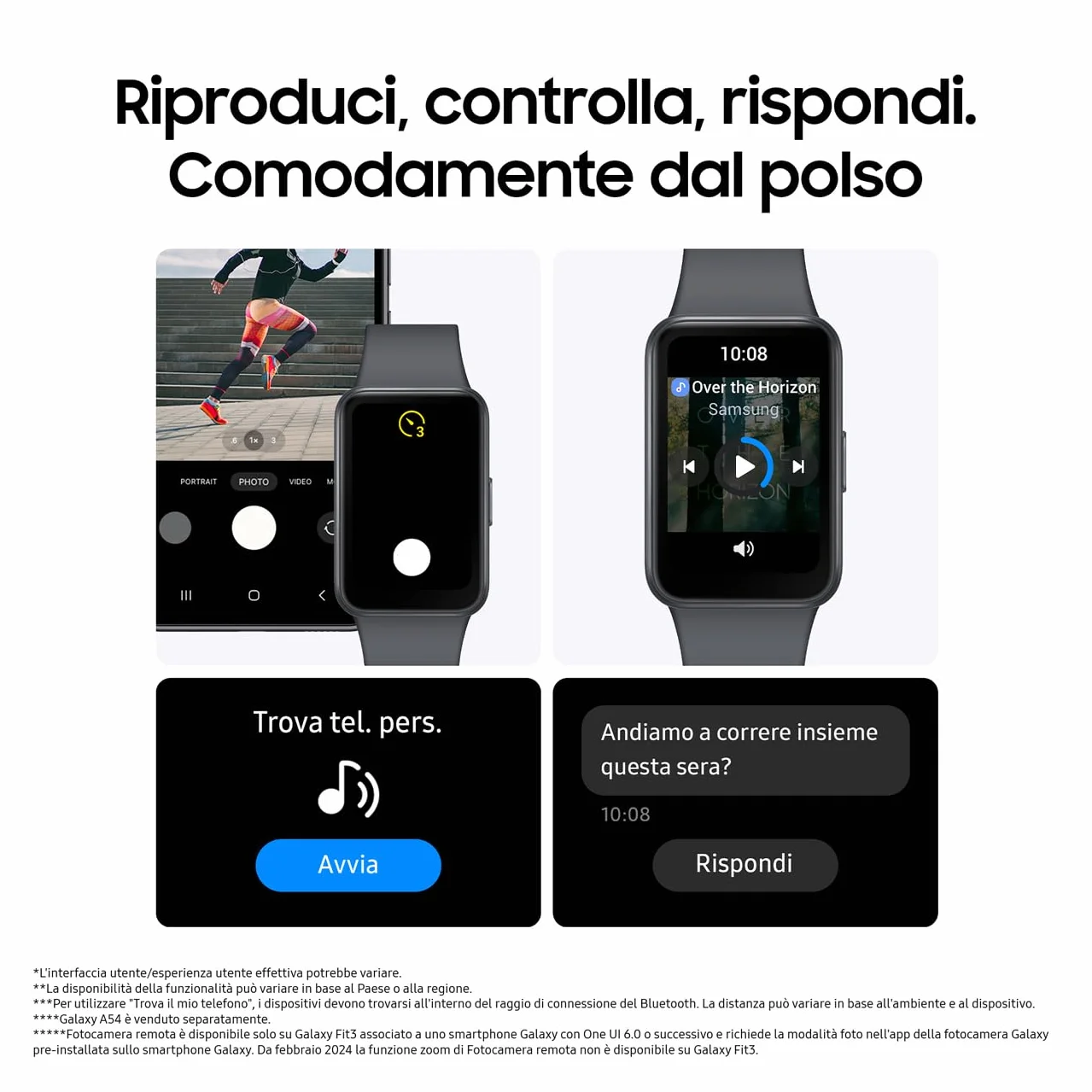 Samsung Galaxy Fit3 Fitness Band, IP68, Barometro, Rilevamento Cadute/SOS, Monitoraggio Sonno, Oltre 100 Esercizi, Gray