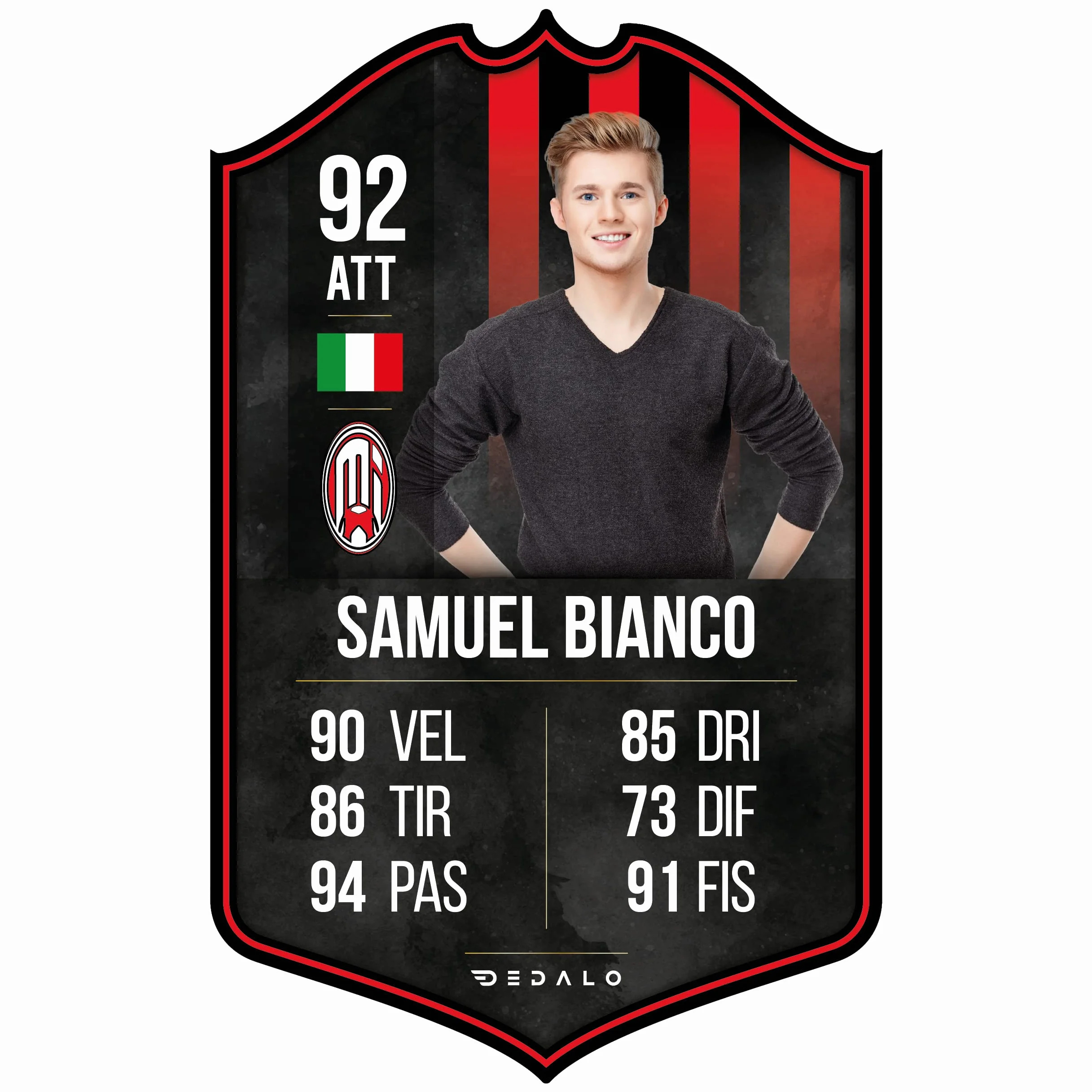 Card Calciatore Personalizzata Stile FUT con Foto Scudetto Statistiche Regalo Calcio
