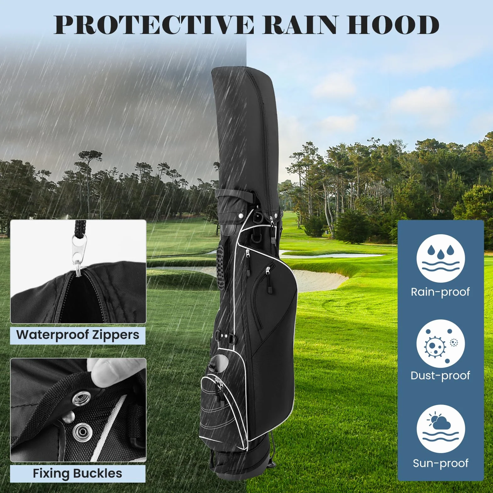 LIFEZEAL Borsa da golf 4 divisori spallacci regolabili leggera
