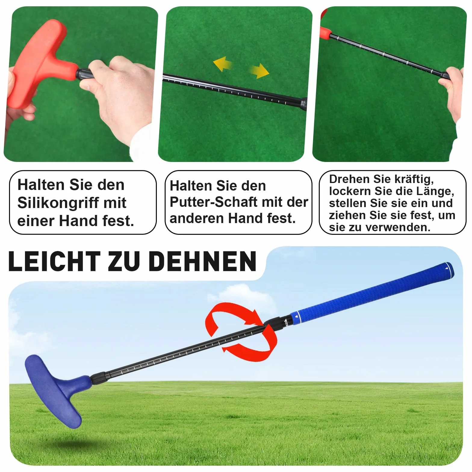 Regulowany zestaw putterów golfowych czerwony niebieski dla dzieci młodzieży