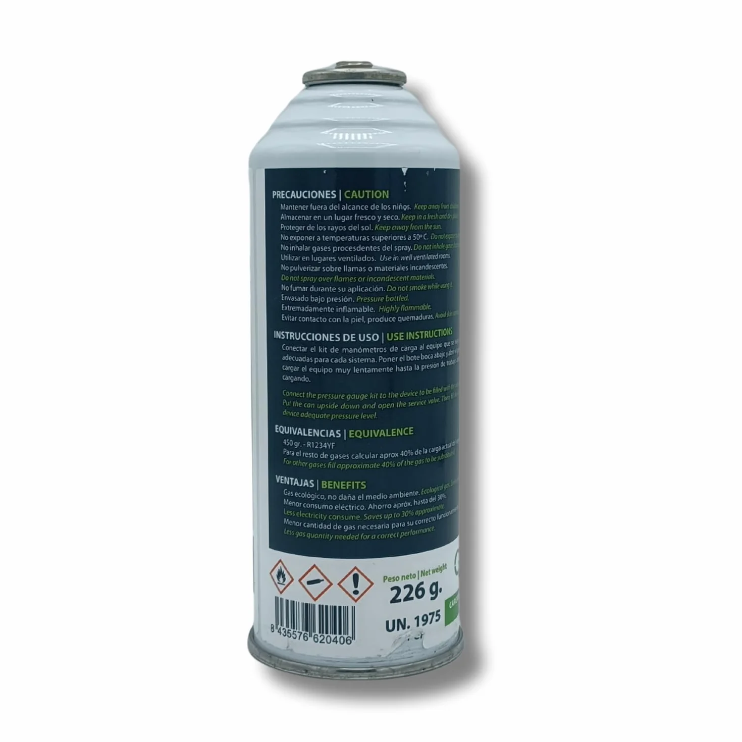 GASICA D2 Gas Refrigerante Biologico Ecologico 226 g Equivalente R12 R134A Compatibile Aria Condizionata