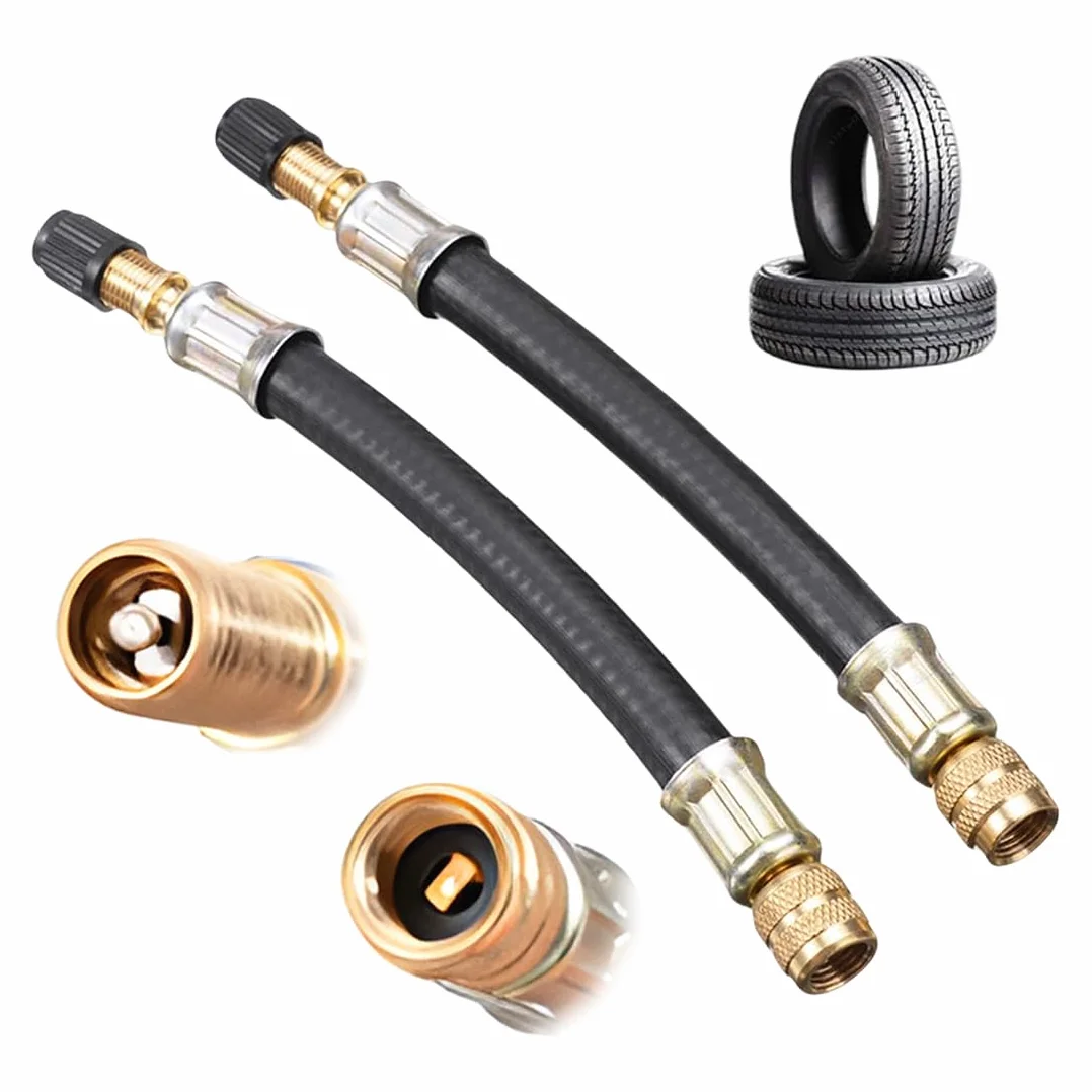 2 PCS Prolunghe Flessibili per Valvole Pneumatici, Prolunga Valvola con Cappuccio Protettivo, Adattatore per Valvole, Estensione Valvola per Auto, Scooter, Bicicletta (100mm)