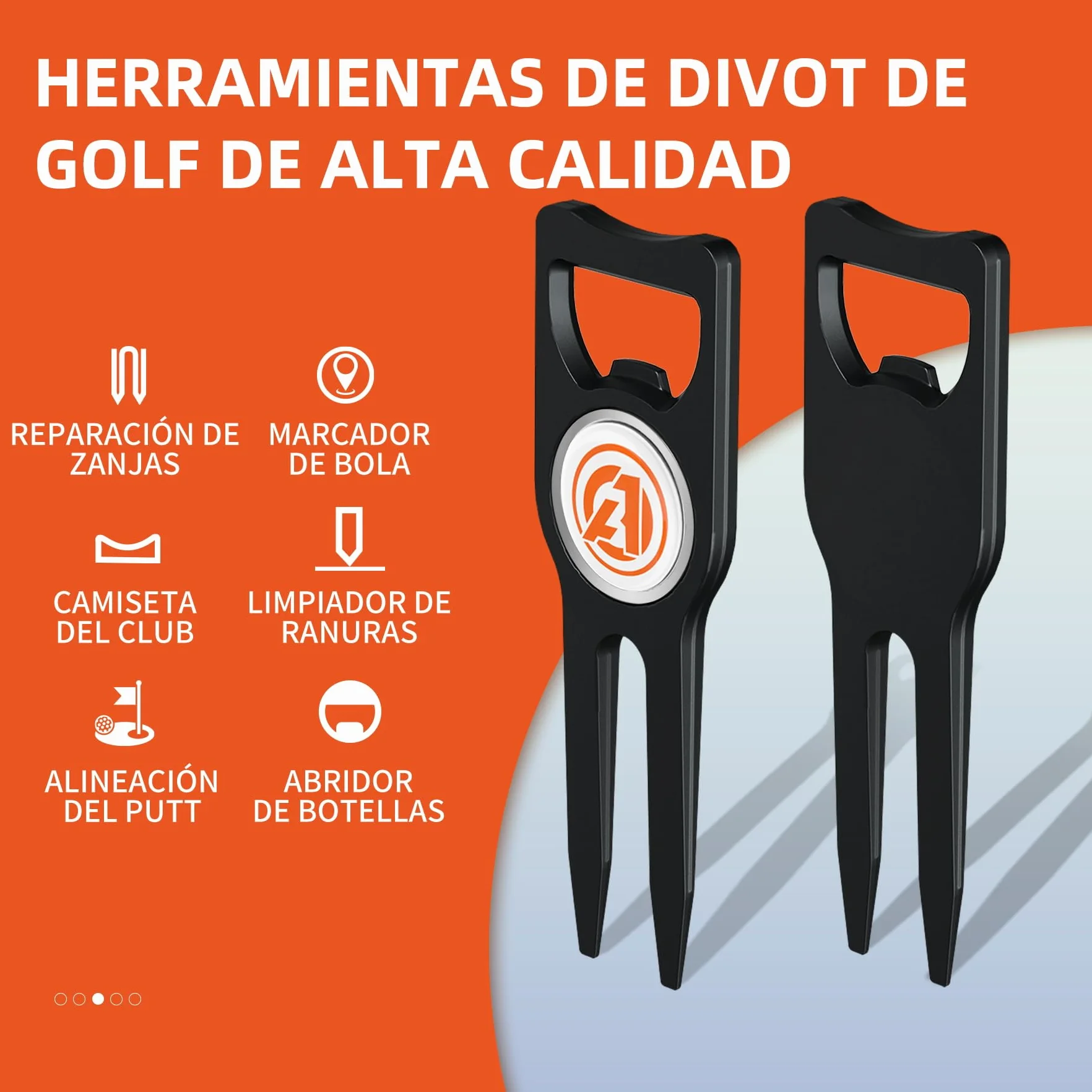 AOFAR Strumento per Divot da golf con marcatura magnetica, spazzola integrata e marcatore linea pallina, lega di zinco