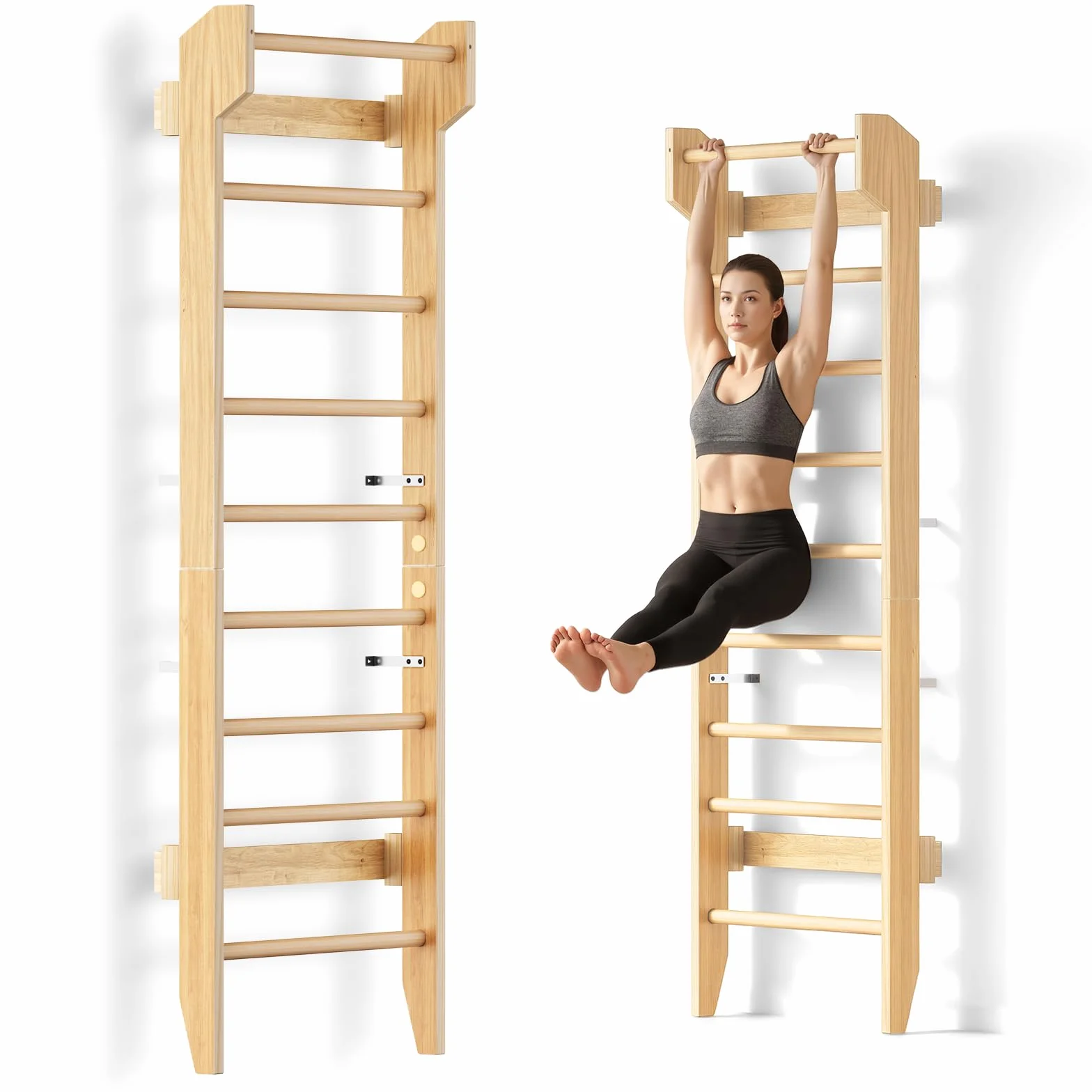 COSYLAND Spalliera Svedese in Legno da Parete 100 kg per Allenamento e Stretching