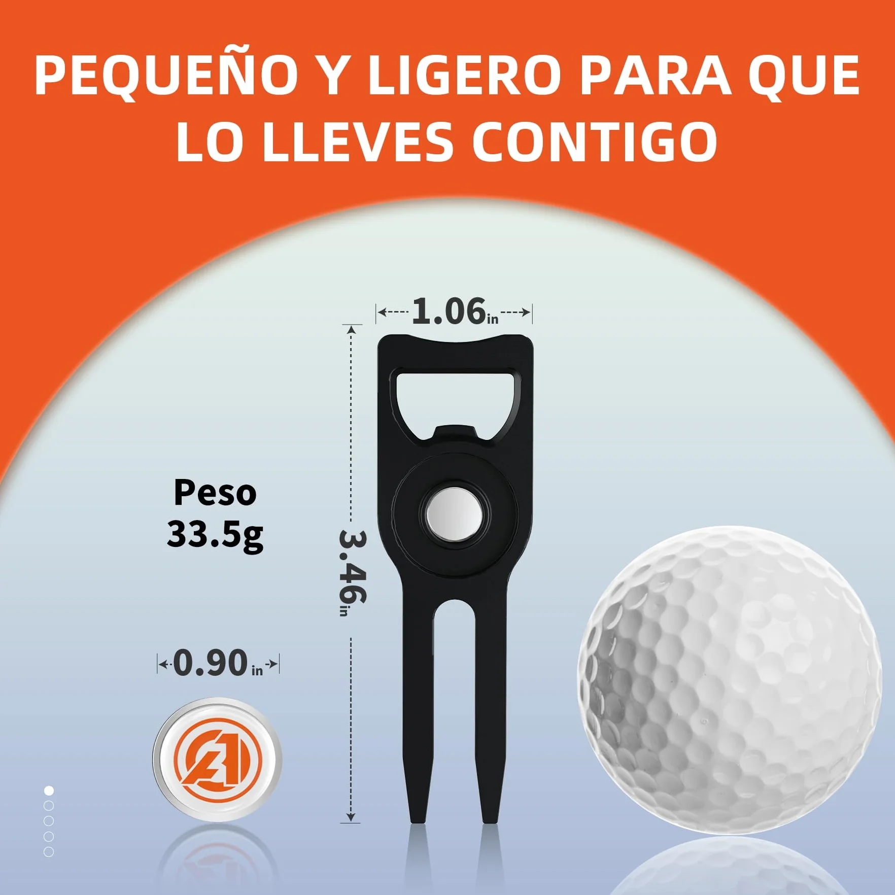AOFAR Strumento per Divot da golf con marcatura magnetica, spazzola integrata e marcatore linea pallina, lega di zinco