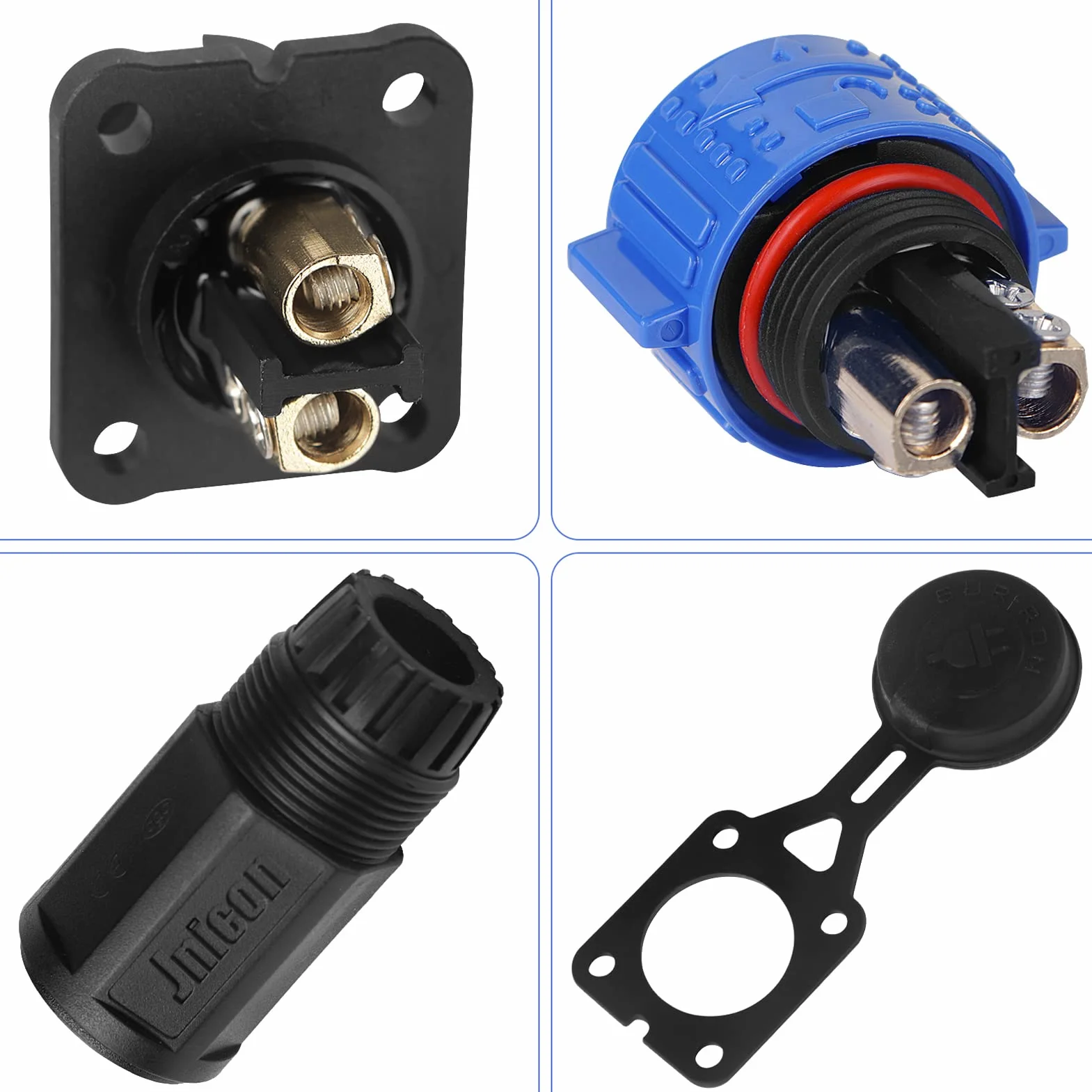 Set di Prese per Motore Pesca a Traina 12V/24V/36V/48V Connettore Alimentazione CC Impermeabile Barche Marine 2 Pezzi