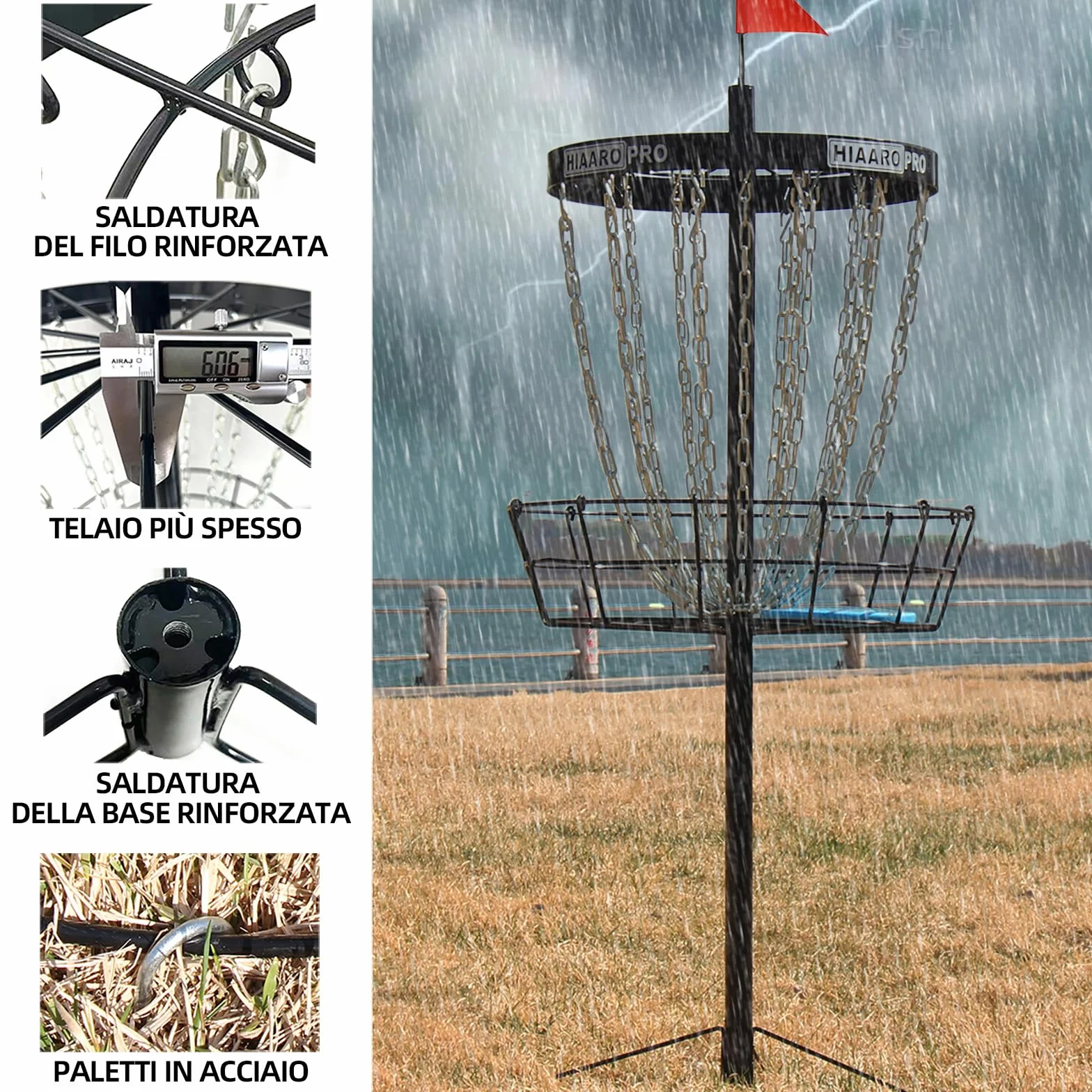 Cestino da golf a disco portatile con 24 catene resistenti