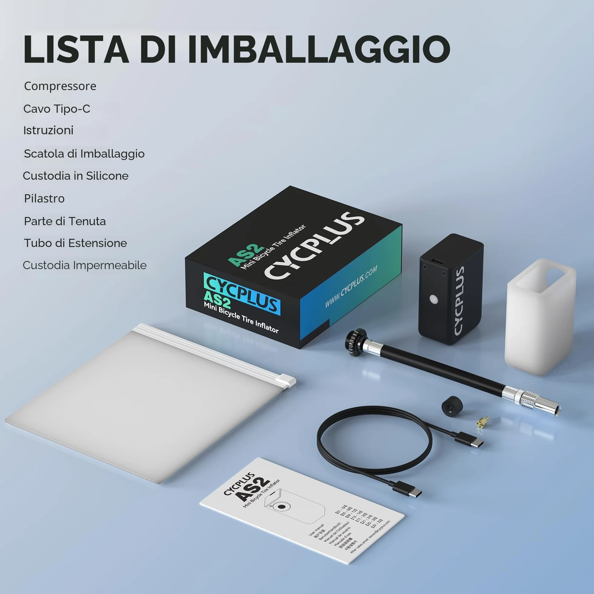 CYCPLUS Tiny E-Pump Pompa per bicicletta elettrica portatile 100 psi ricaricabile USB-C