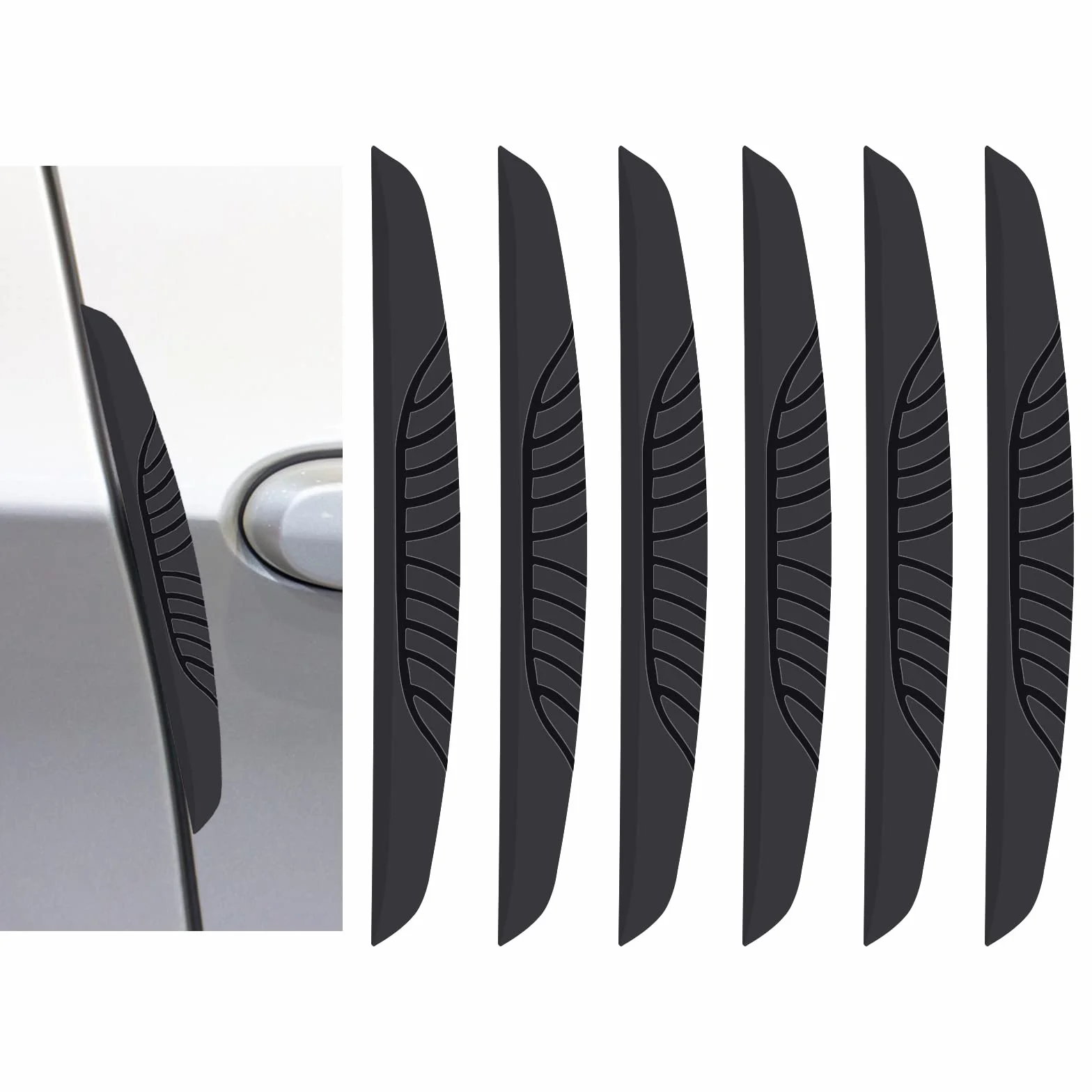 Confezione da 6 dispositivi di protezione per bordi della portiera dell’auto, di alta qualità, in gomma, colore nero