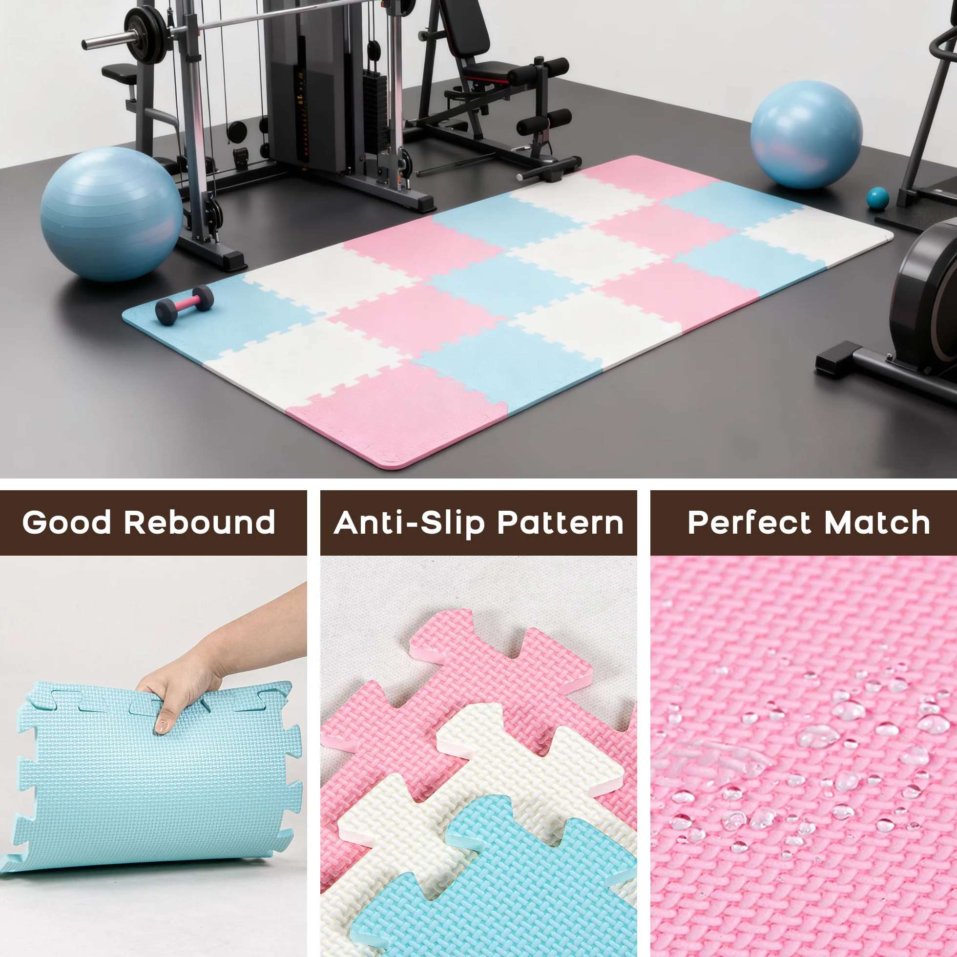 Tappetini ad Incastro 30cm x 30cm Morbida Schiuma Tappetino da Gioco Palestra 12/18 Pezzi
