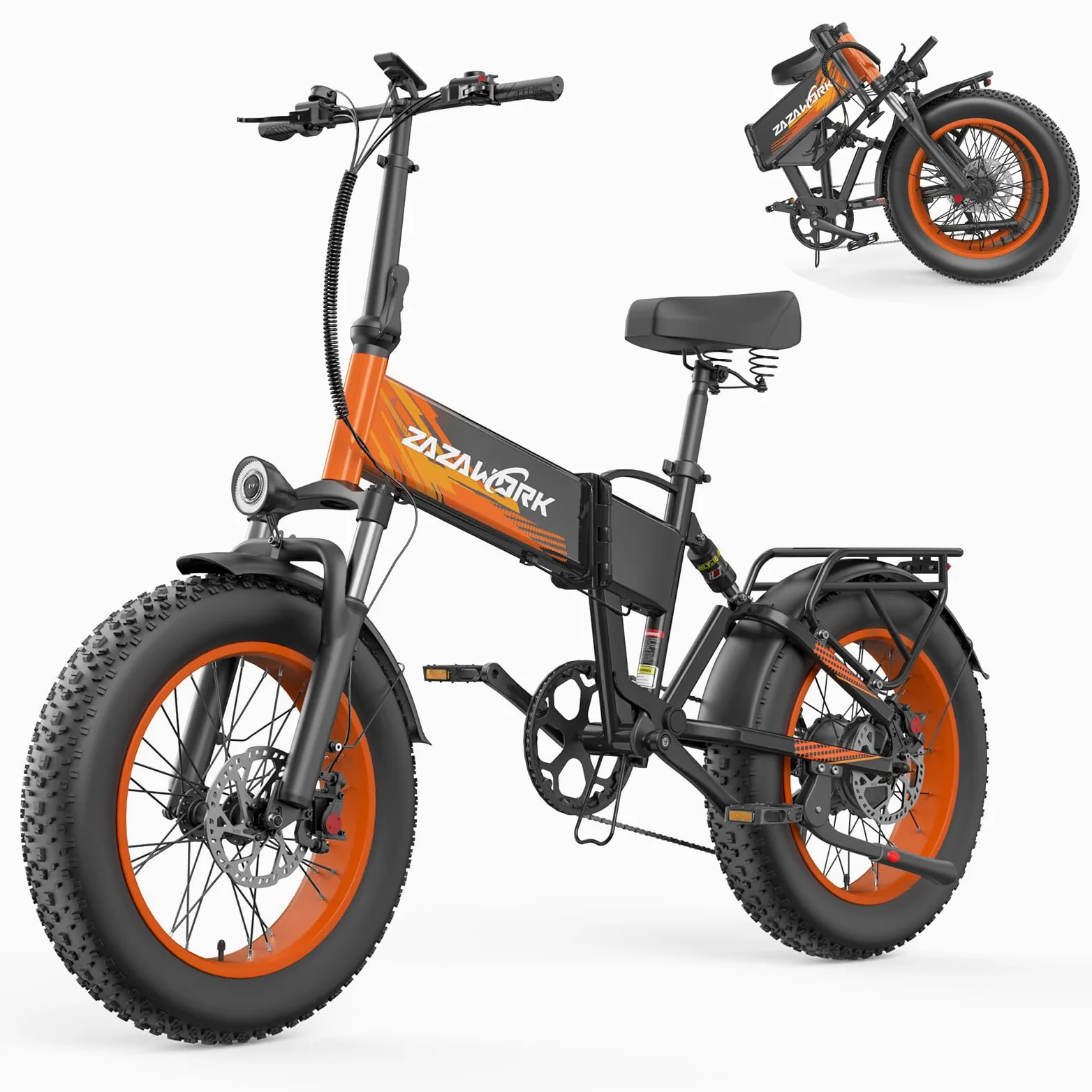 Bici Elettrica Pieghevole 20"×4.0" Fat Tire, Bicicletta Elettrica 48V 20Ah Batteria Rimovibile fino a 120 km 250W,60 Nm, 7 Velocità per Adulti, Freni Idraulici Doppia Sospensione per Ogni Terreno