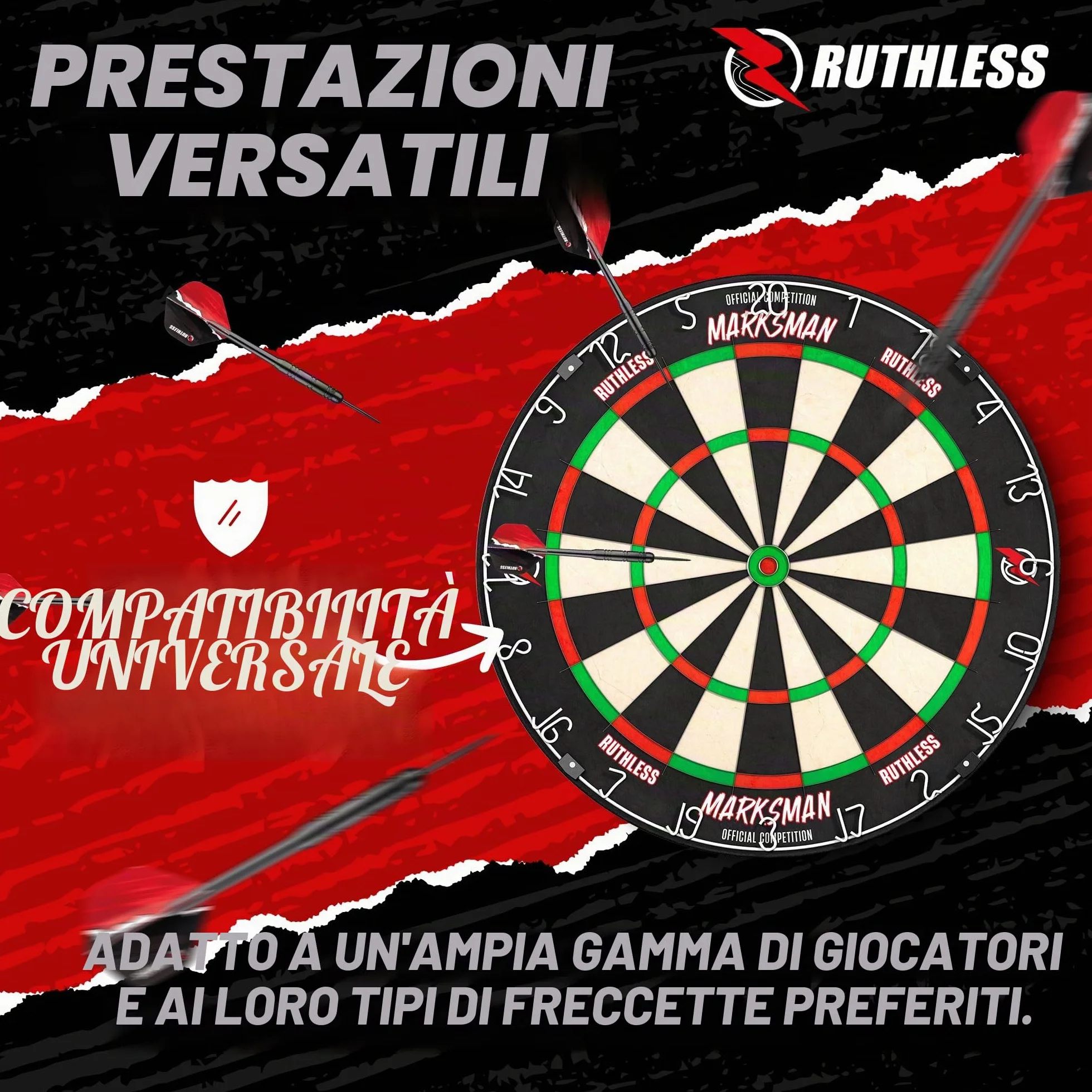 Ruthless Marksman Dart Board Bersaglio professionale ultra sottile in filo di sisal per freccette con punta in acciaio DB072