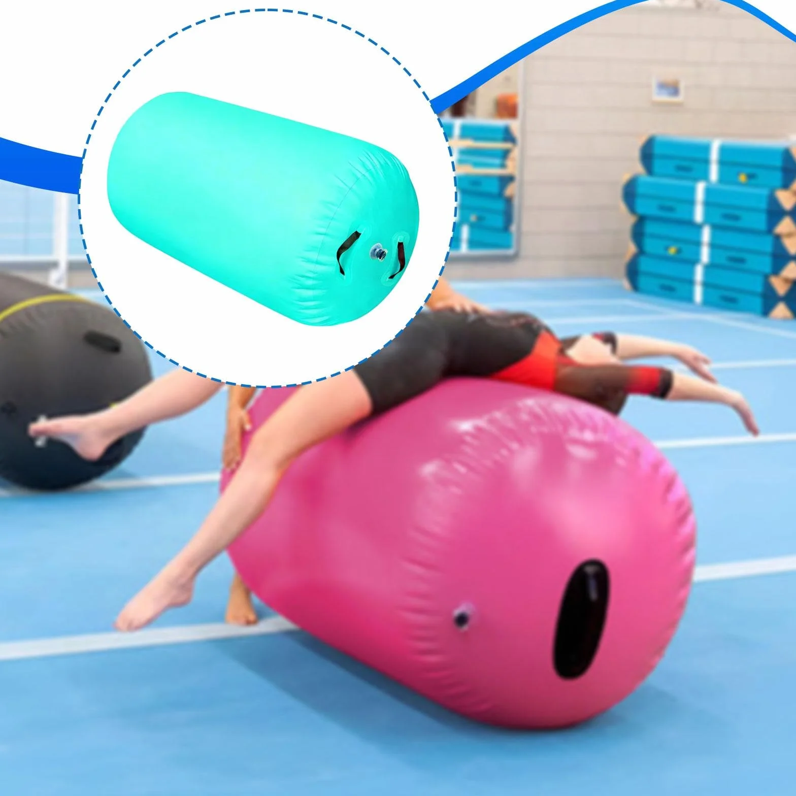 Homyl Air Roller Gymnastics Barrel Tumbling Barrel Gonfiabile, Pratico, Allenamento per Rovesciate All'indietro per Palestra Domestica