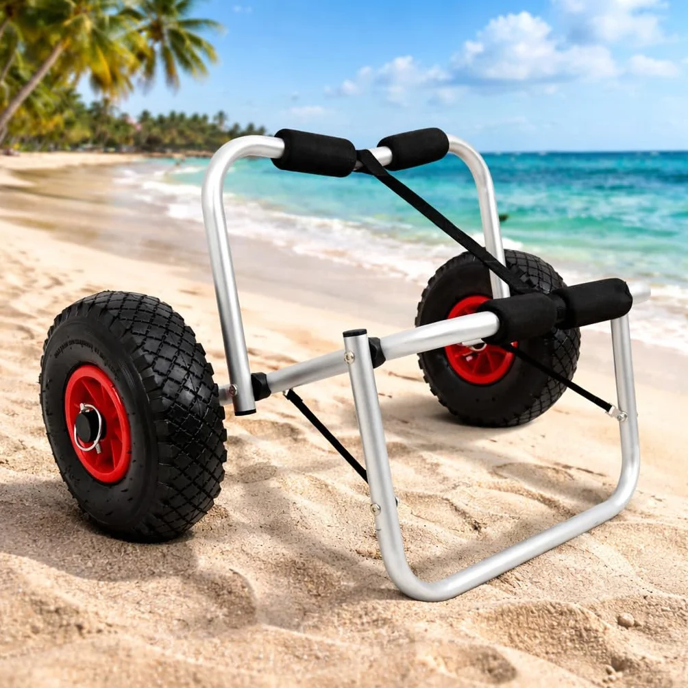 Carrello Pieghevole per Kayak in Alluminio, 100 kg, Ruote PU 26 cm, Cintura PP