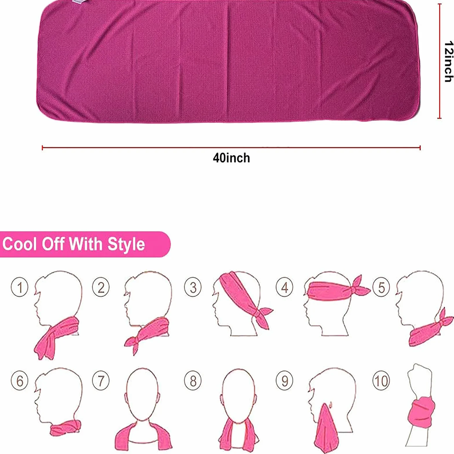 SZELAM Asciugamano rinfrescante in microfibra 101.6x30.5 cm per yoga sport 4 pezzi rosa rosso verde blu scuro nero