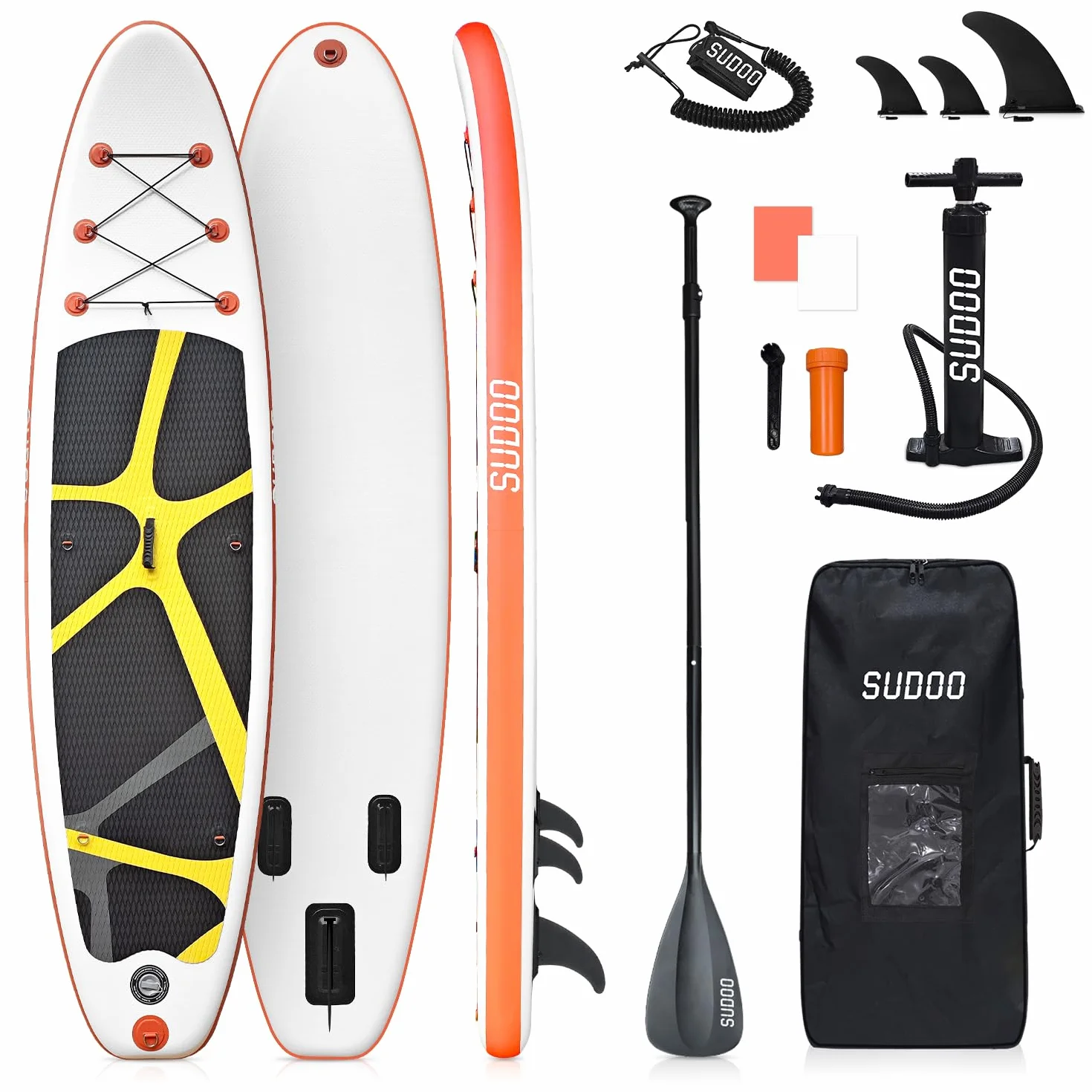SUDOO Tavola da surf gonfiabile 3 m 15,2 cm EVA Deck kit completo per principianti adulti pesca yoga surf