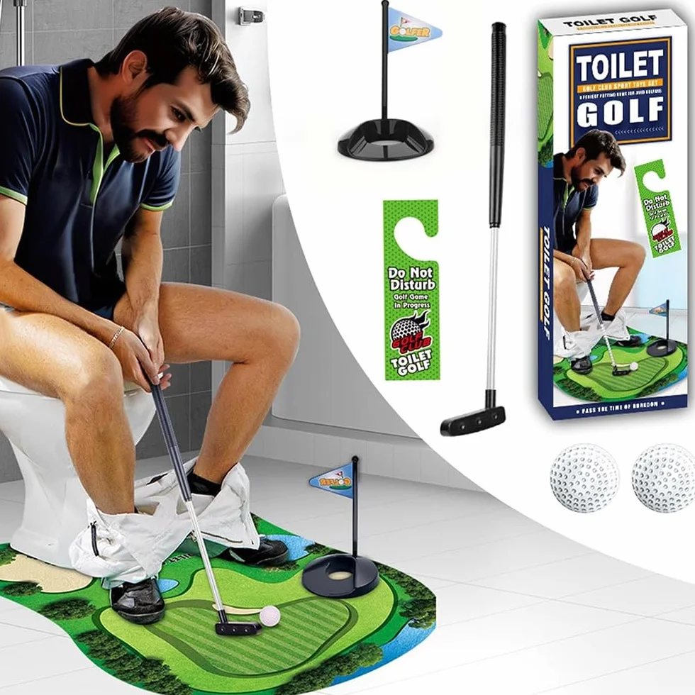 Set Completo da Golf per Toilette YGCHEN con Putter, Palla, Bandierina e Tappetino
