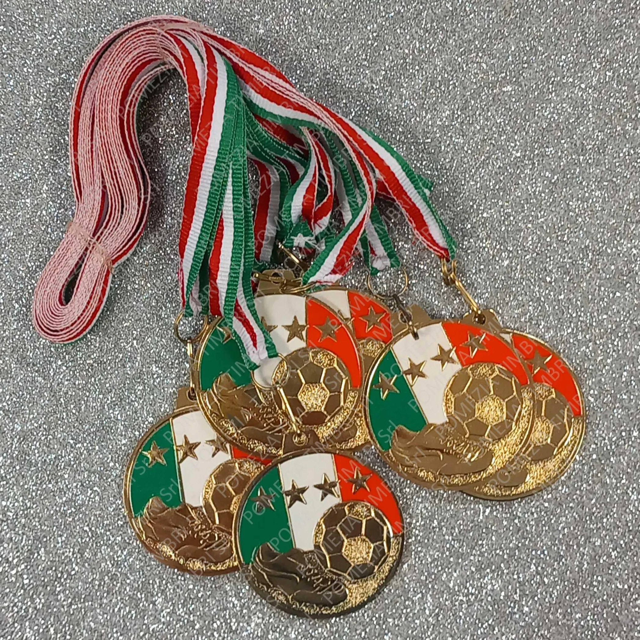 Medaglia Calcio 50 mm Premio Sportivo Personalizzabile Design Oro Nastro