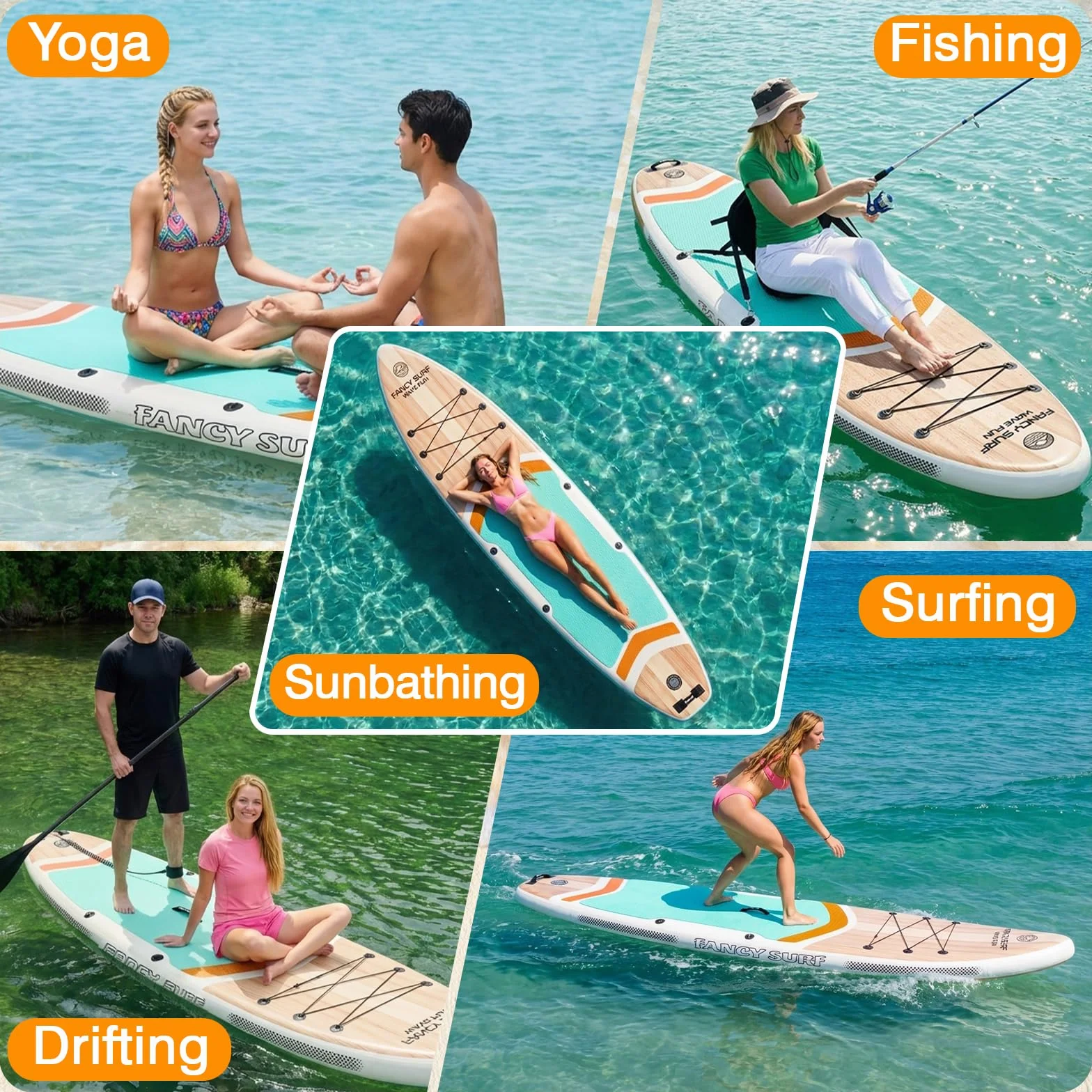 Tavola SUP gonfiabile 351x89 cm 200 kg z pompa, pinne, zaino, custodia impermeabile