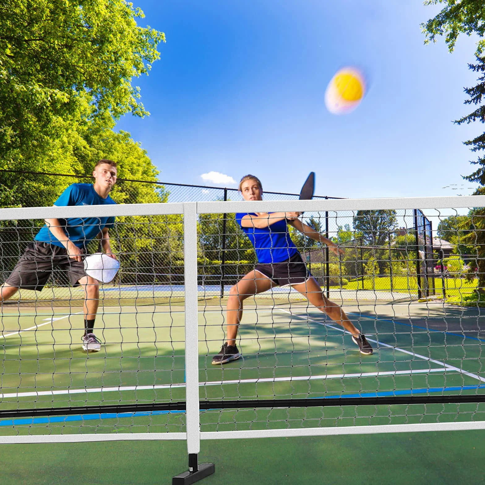 LIFEZEAL Rete Pickleball Portatile 670x92x70cm Set Resistente in Poliestere con Borsa Trasporto per Badminton Tennis Pallavolo