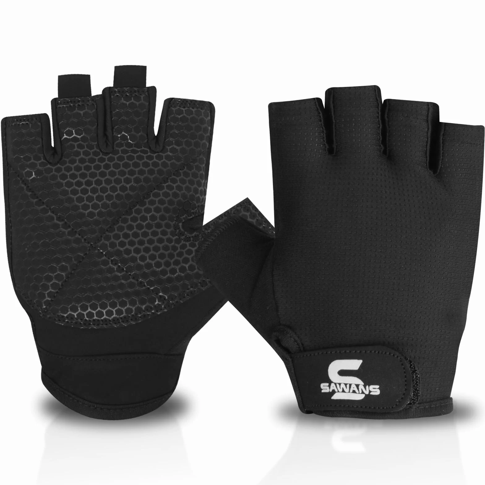 SAWANS Guanti da palestra antiscivolo silicone imbottito palmo mezze dita uomo donna