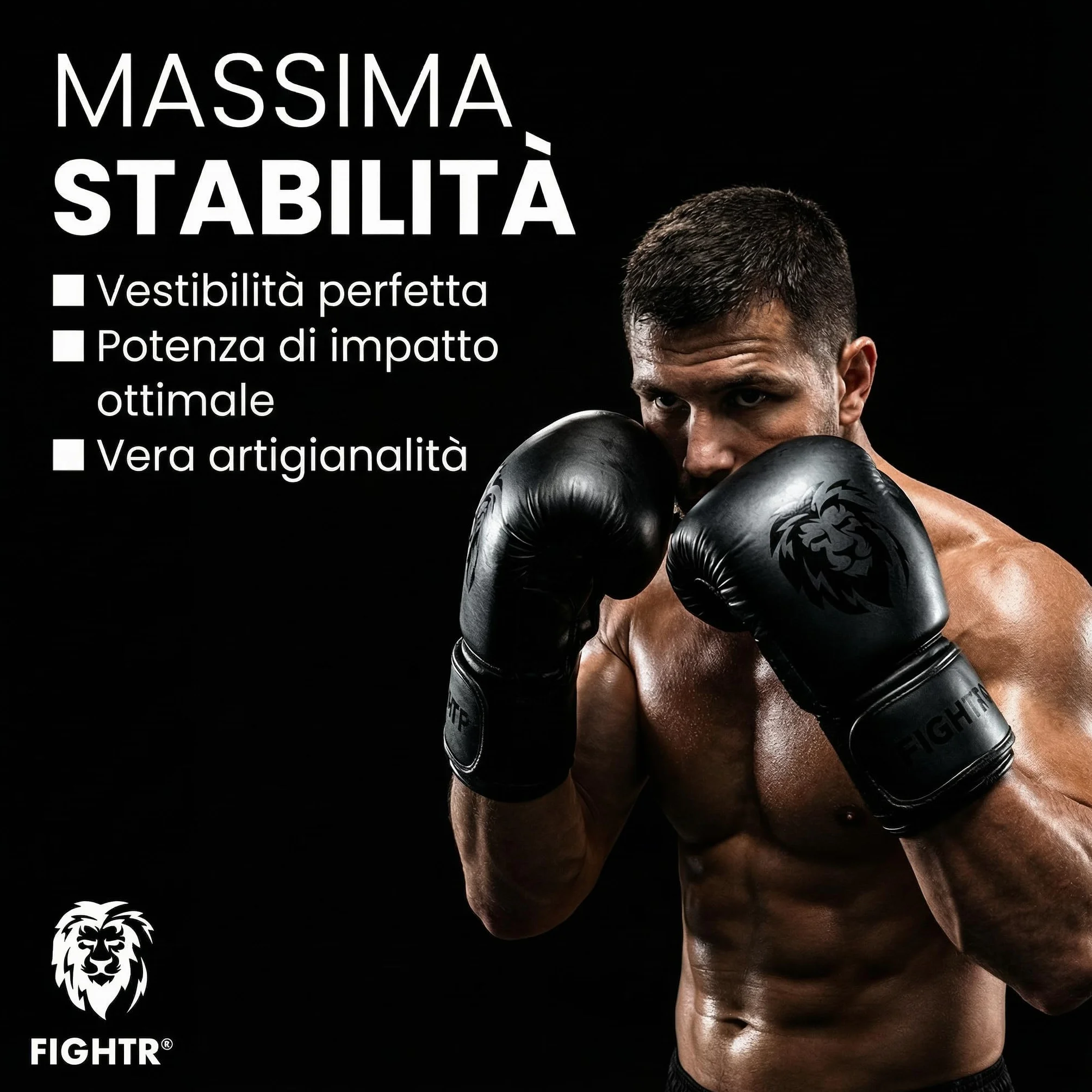 FIGHTR® Guantoni da Boxe Massima Protezione Stabilità per Boxe MMA Muay Thai Kickboxing Taglie 8-16 oz Borsa Trasporto