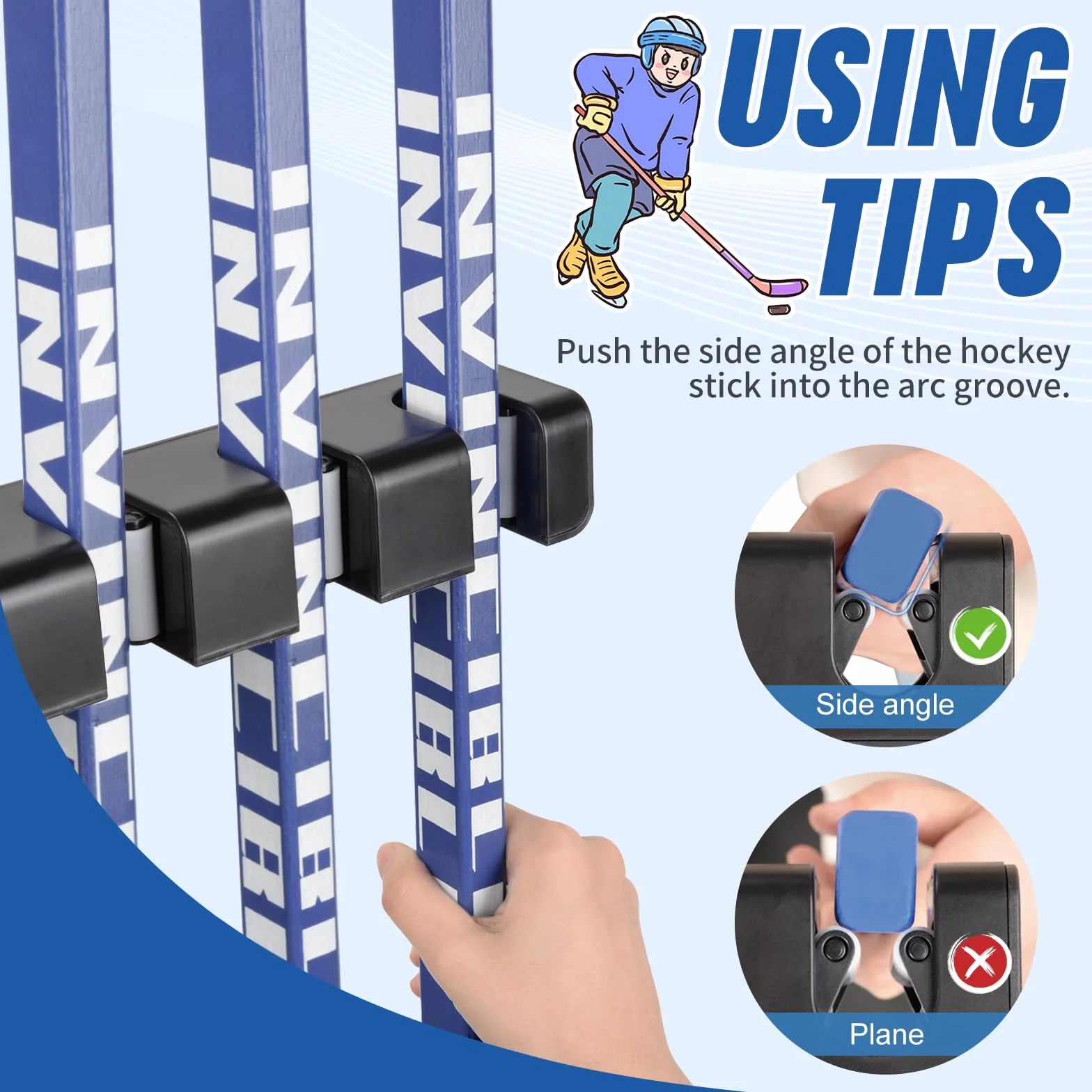 BOOSTEADY Porta Bastoni da Hockey da Parete, Supporto per 6 Bastoni, Organizzatore a Risparmio Spaziale
