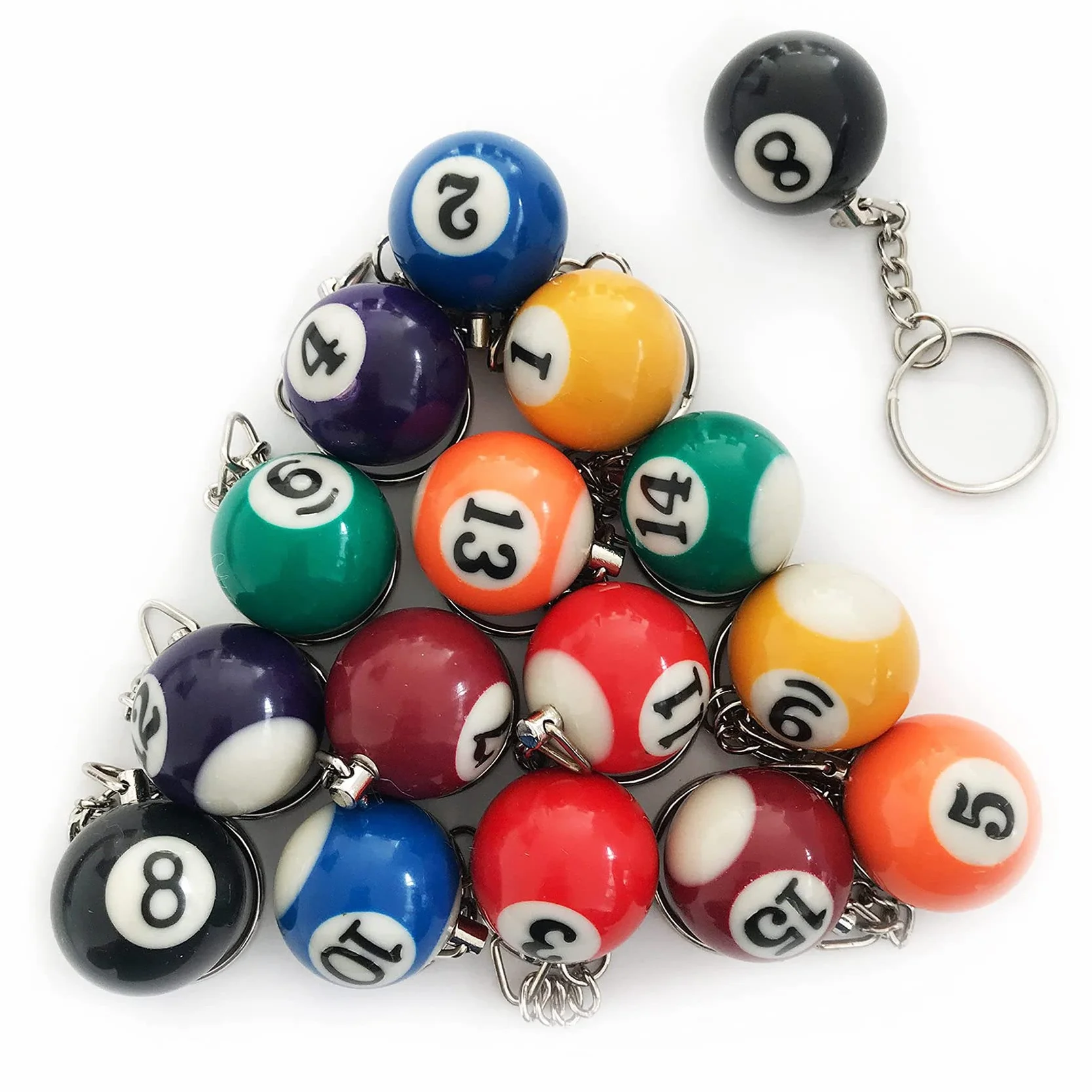 Colorful Biliardo Ball Set 16 Pz Portachiavi Eightball Billar Accessori