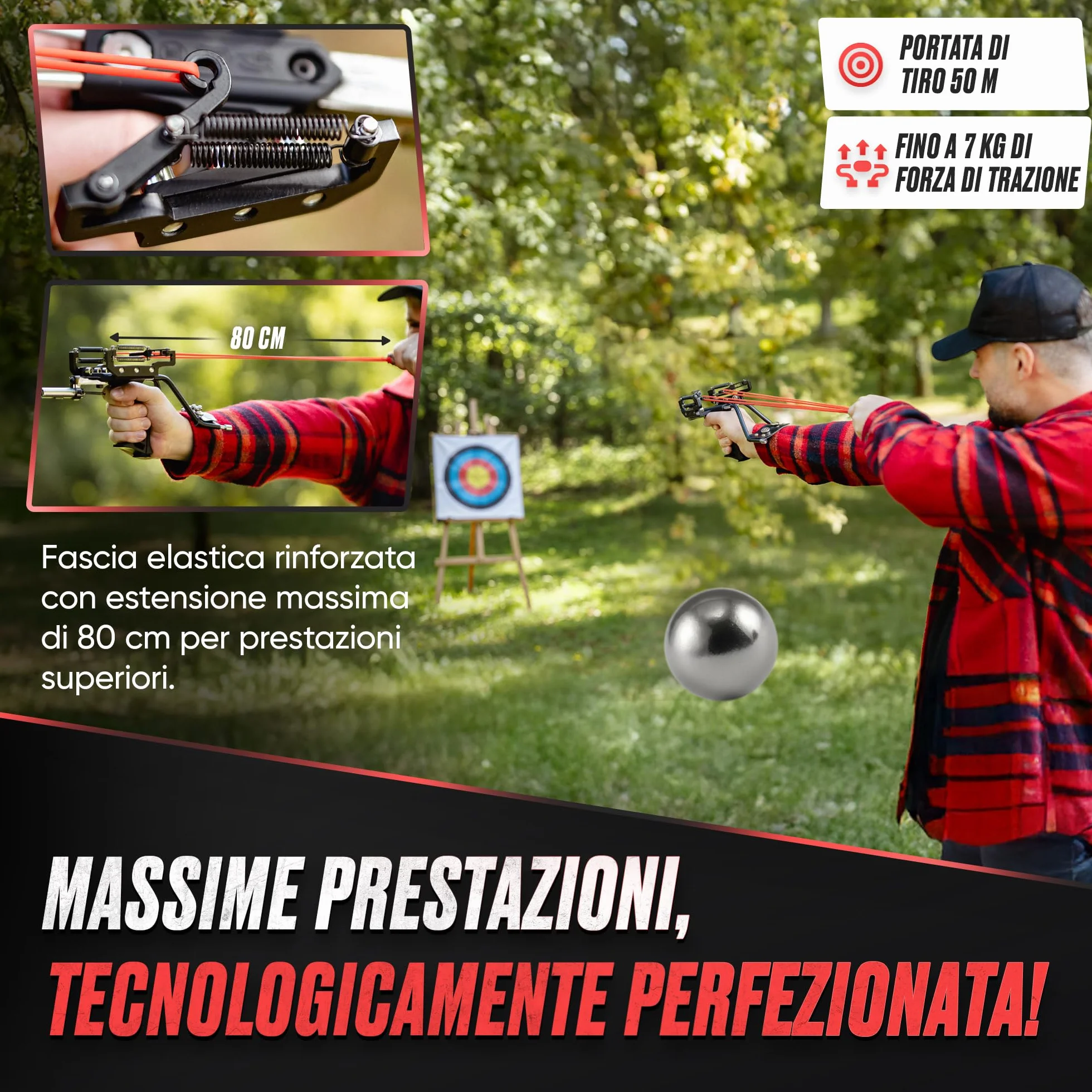 Set Completo da Caccia Professionale da Tiro - Kit Sportivo di Precisione con Elastico Rinforzato