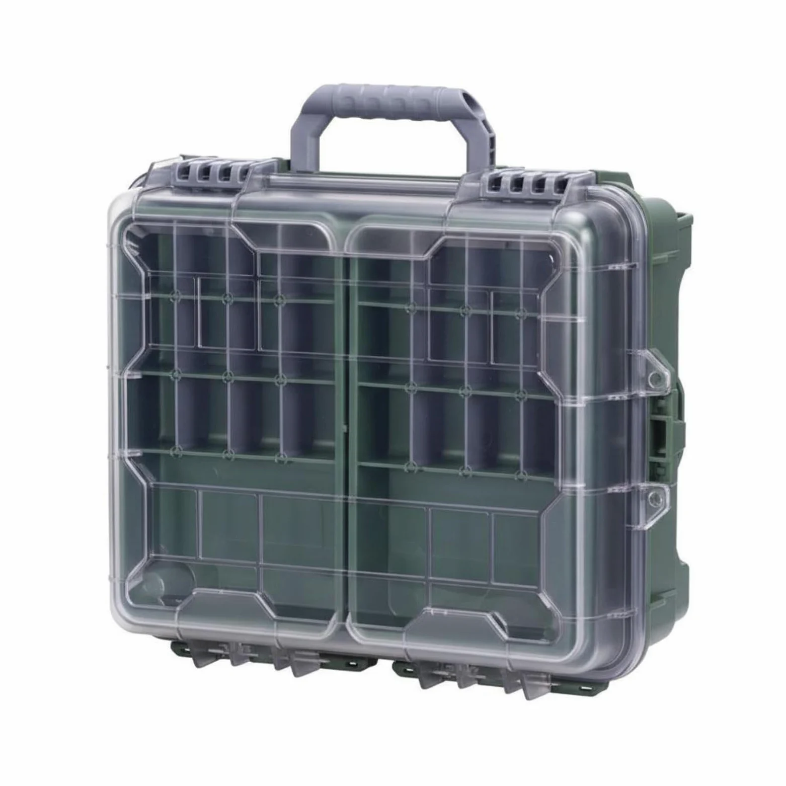 perfk Custodia Impermeabile Pesca Scatola Attrezzatura Portatile Organizer a Scomparti Contenitore Esche Porta Ami Layout Modulare Materiale Robusto Adatta, Verde