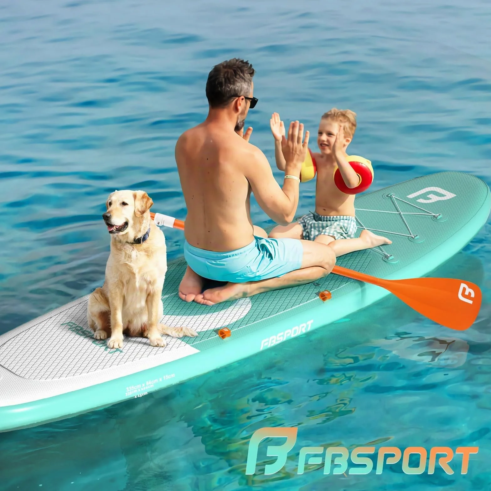 FBSPORT Tavola SUP Gonfiabile 335cm Stand Up Paddle Board Spessa 15cm con Pagaia Regolabile, Zaino, Pompa e Pinna Rimovibile